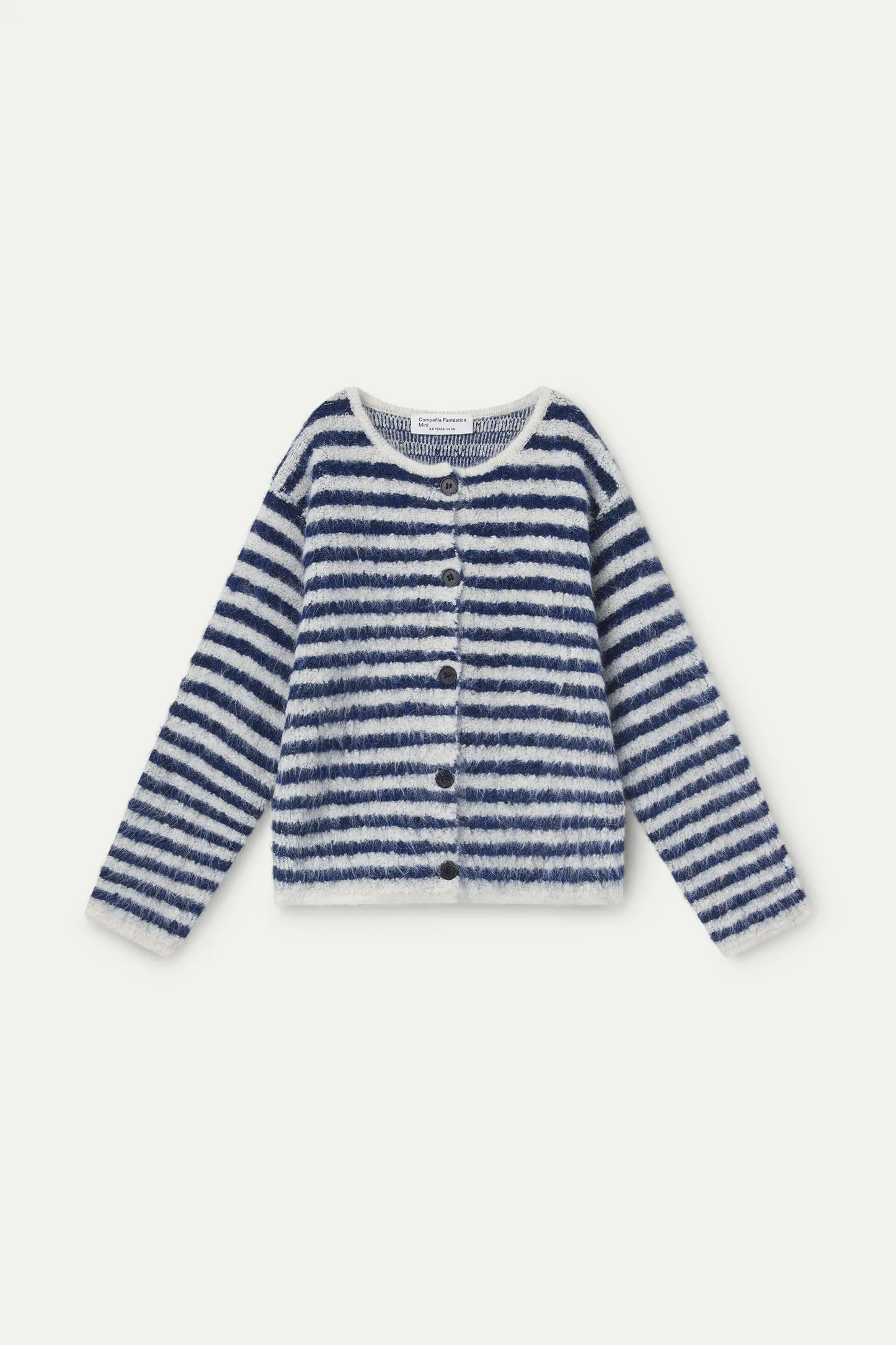 Cárdigan unisex con estampado de rayas blanco y azul