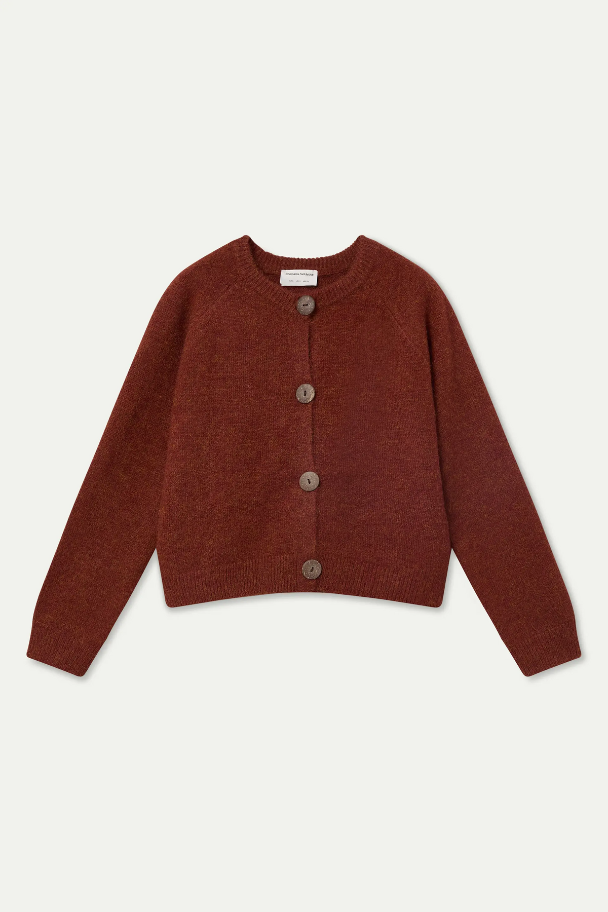 Brown wool blend knit cardigan