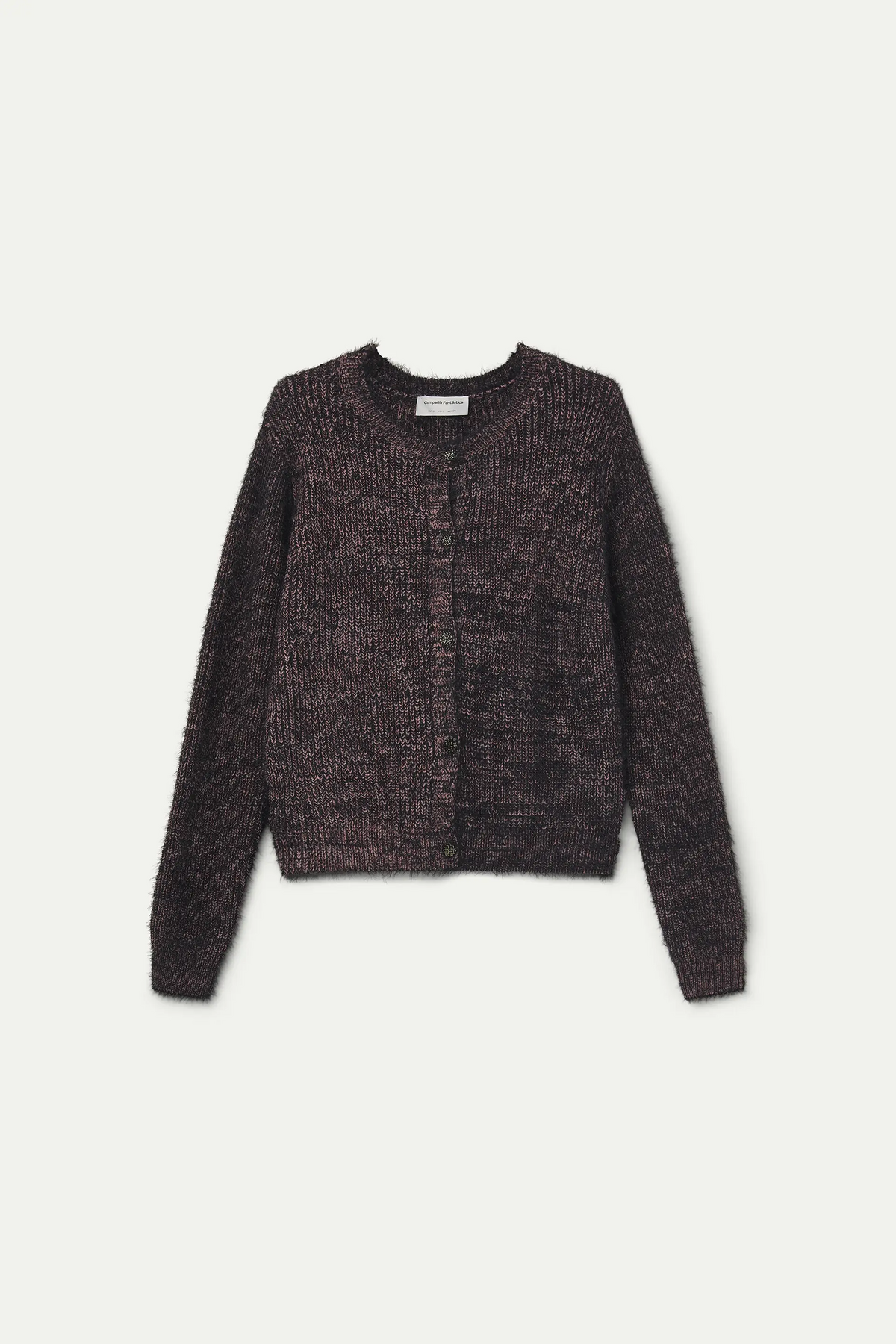 Cardigan rosa effetto pelliccia