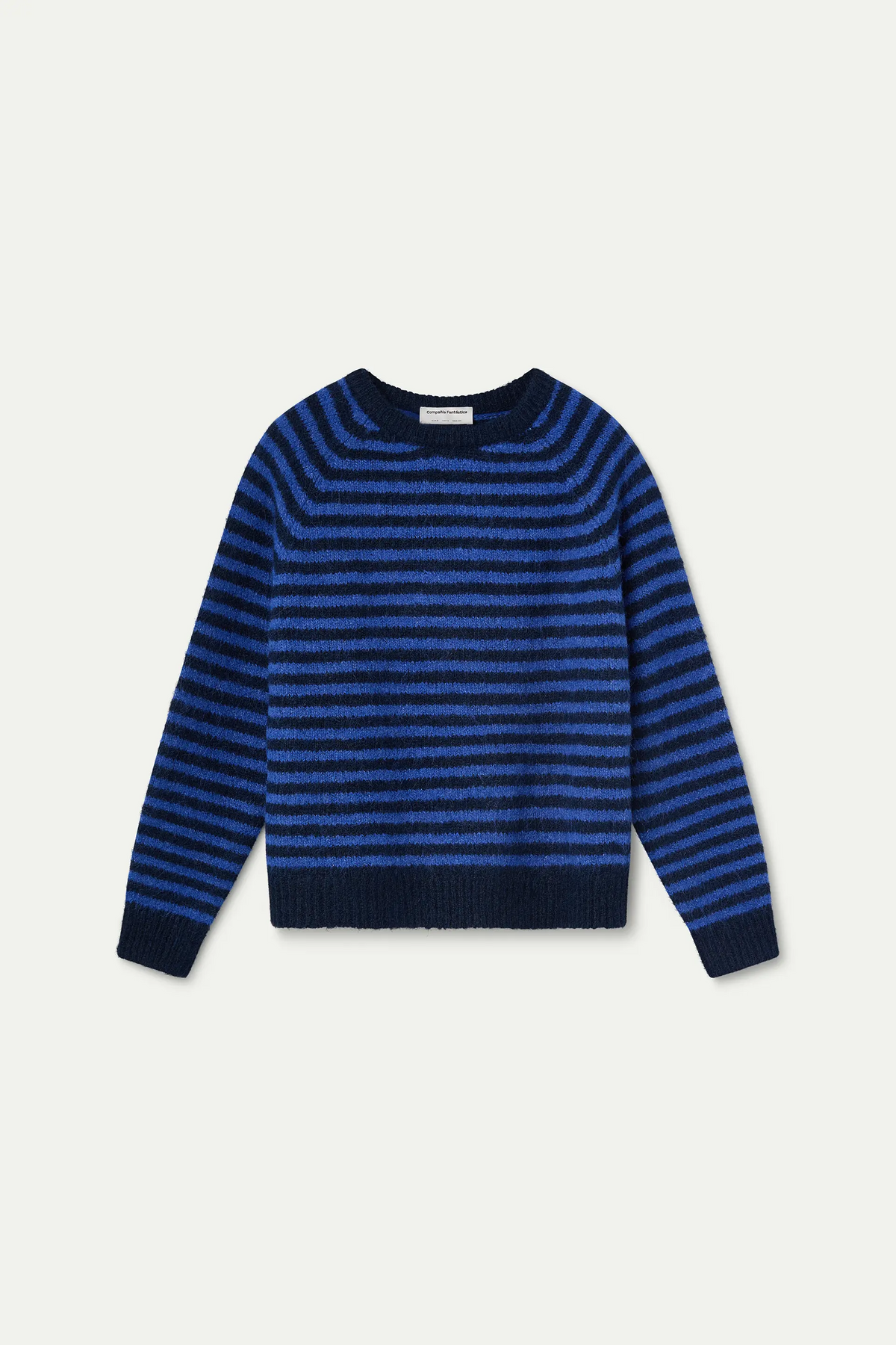 Navy blue and blue striped knit jumper