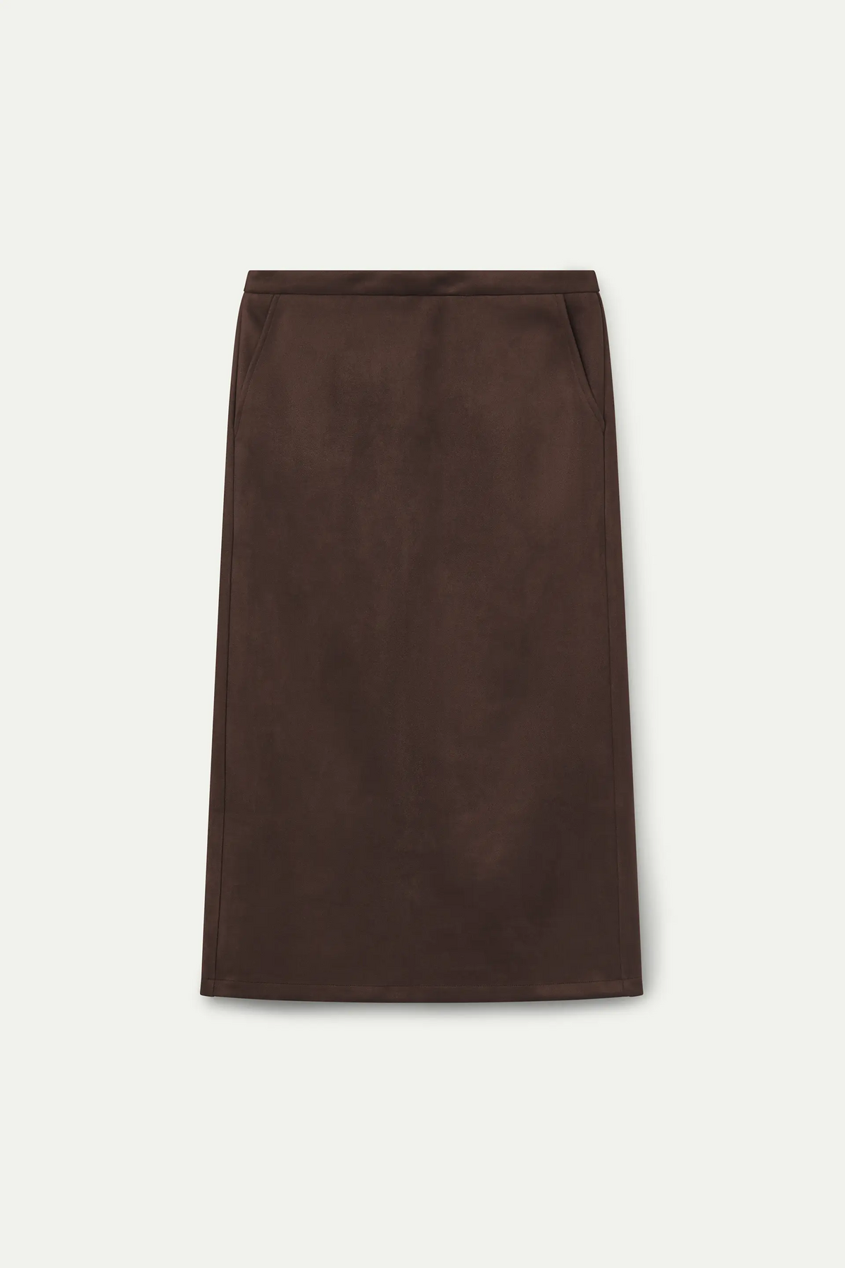 Falda midi ante marrón