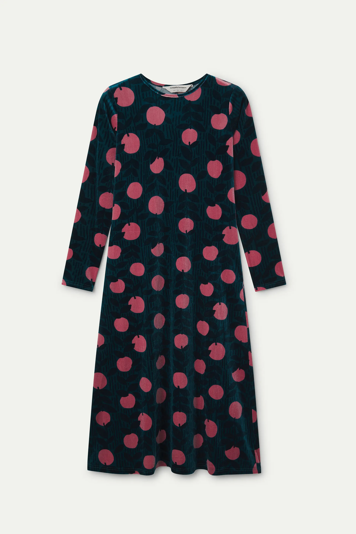 Lychee print velvet midi dress