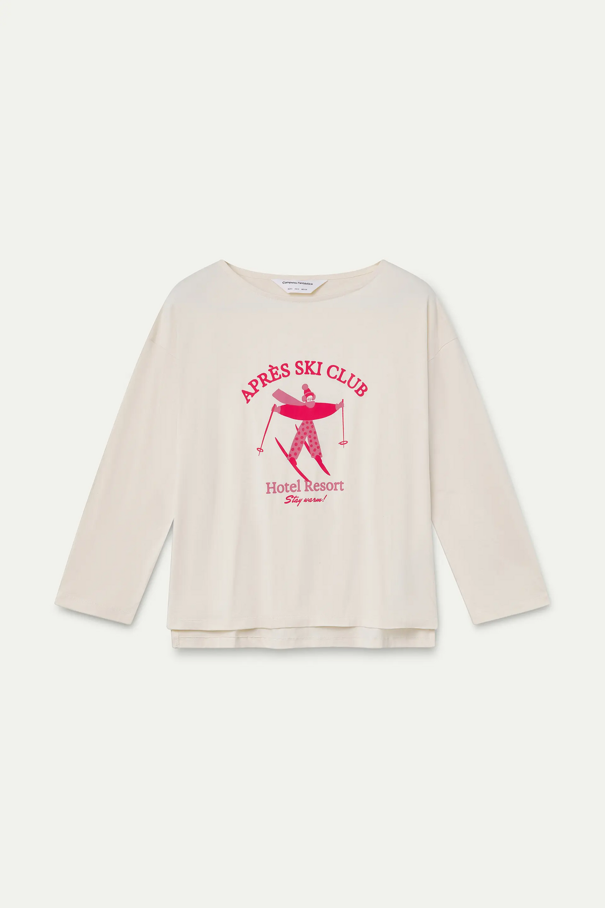 Off-white 100% cotton T-shirt with "Après Ski Club" print