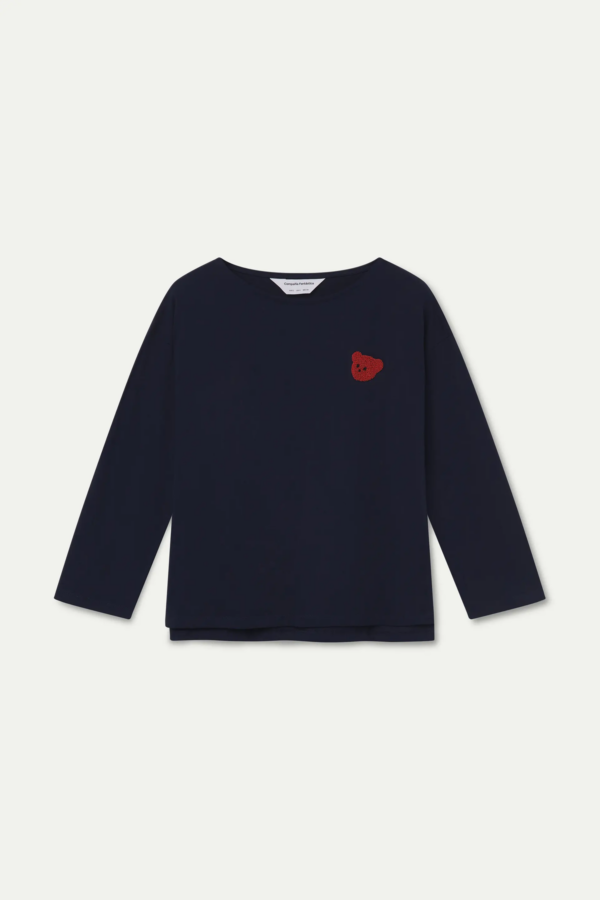 100% cotton navy blue T-shirt with bear patch