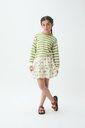 Girls' striped sweater, white and green