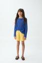 Blue long-sleeved knit sweater for girls