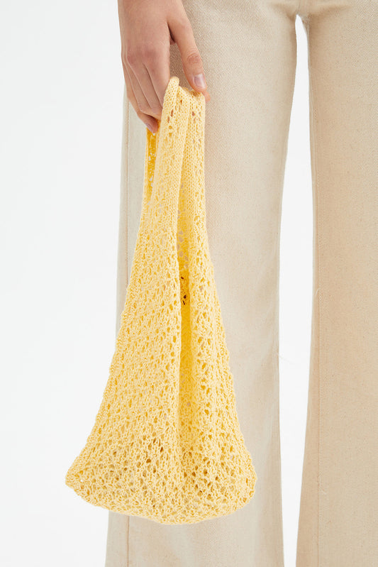 Bolso de crochet con doble asa amarillo