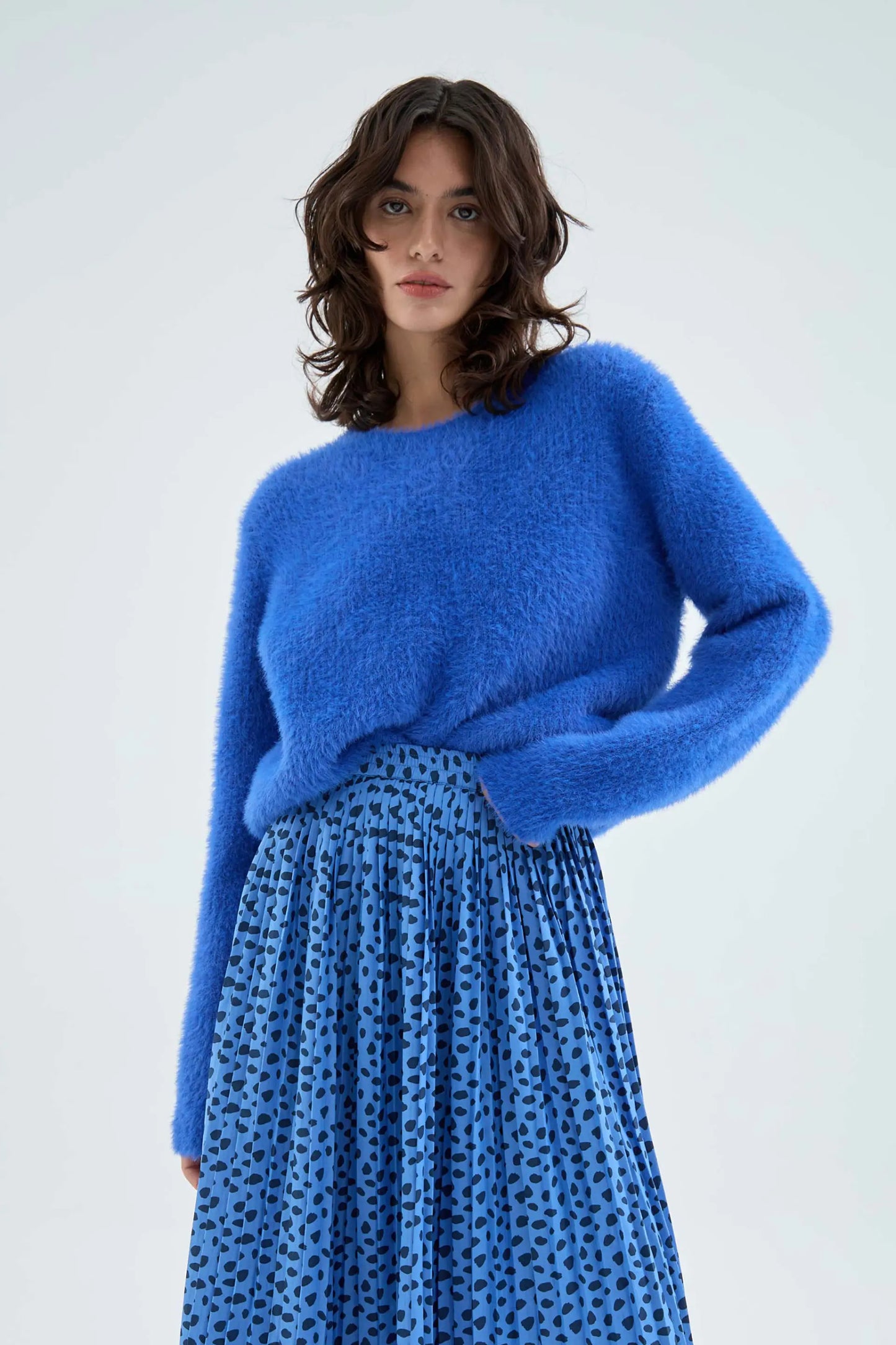 Blue Textured Knit Sweater