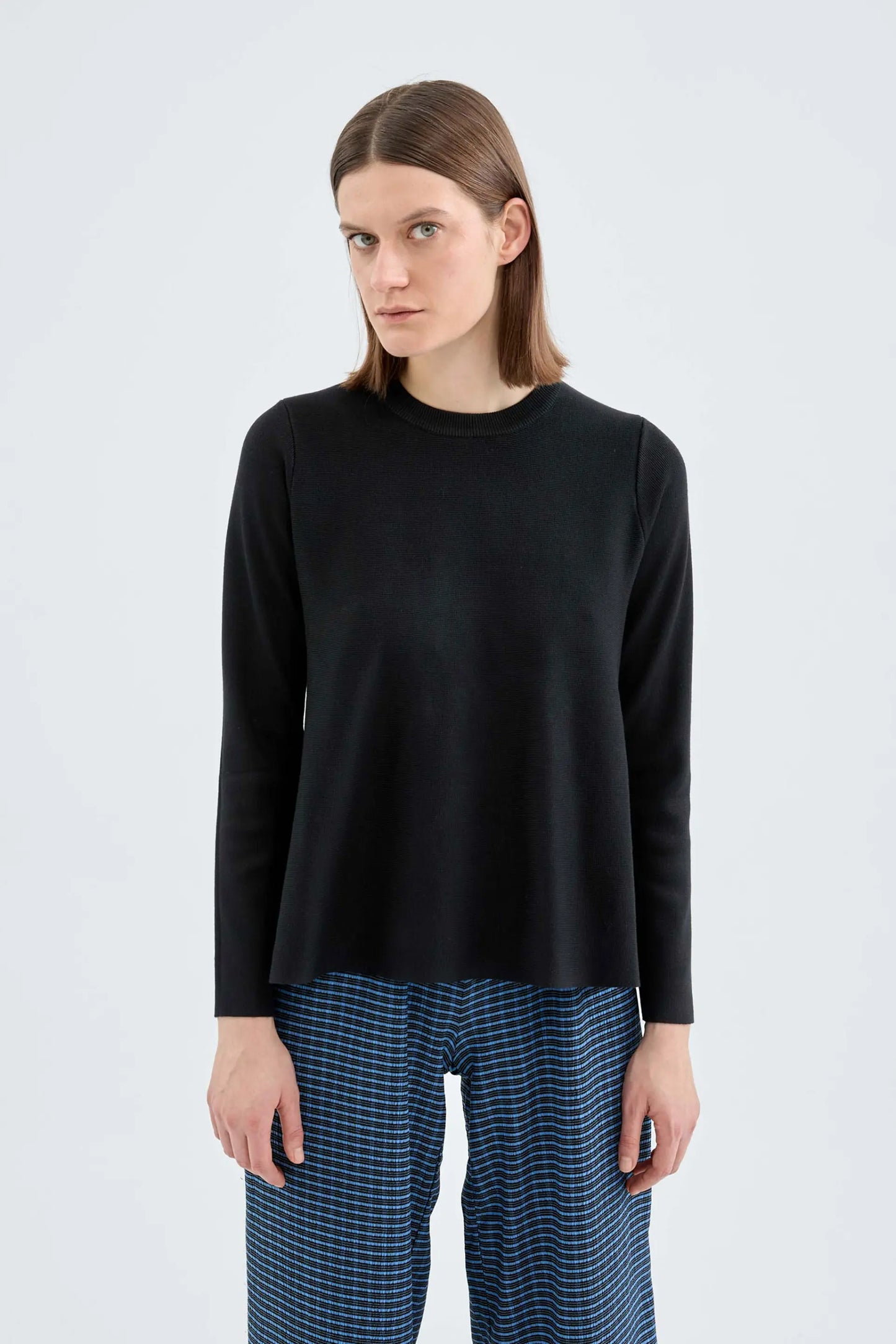 Black flared knit sweater