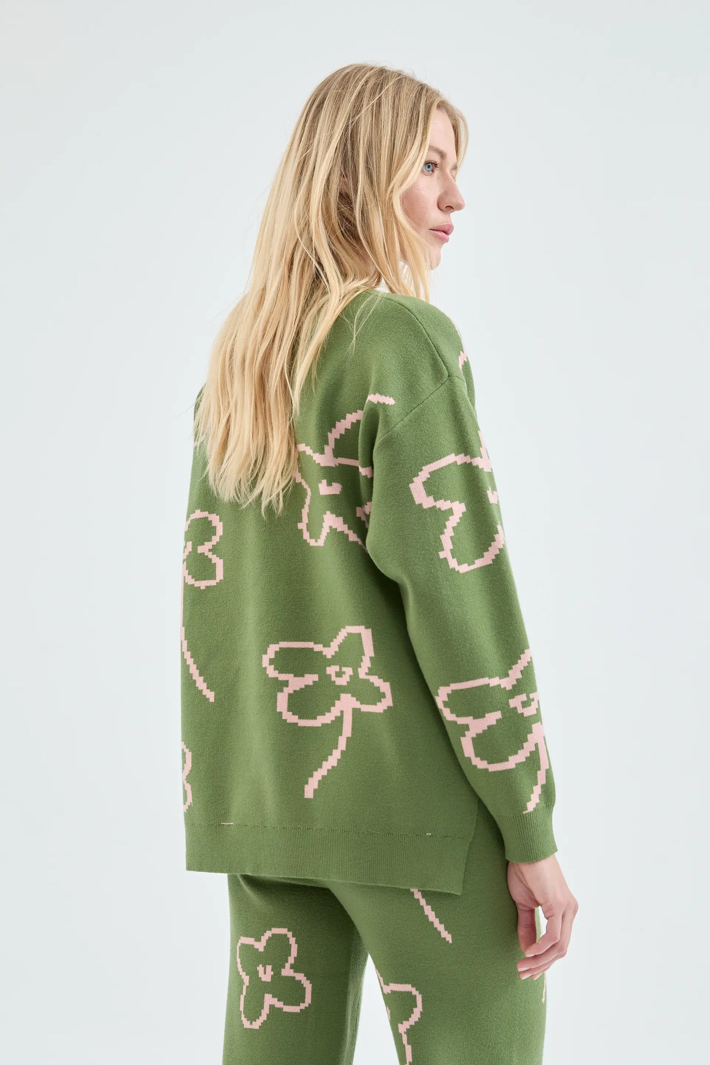 Flower Print Knitted Sweater