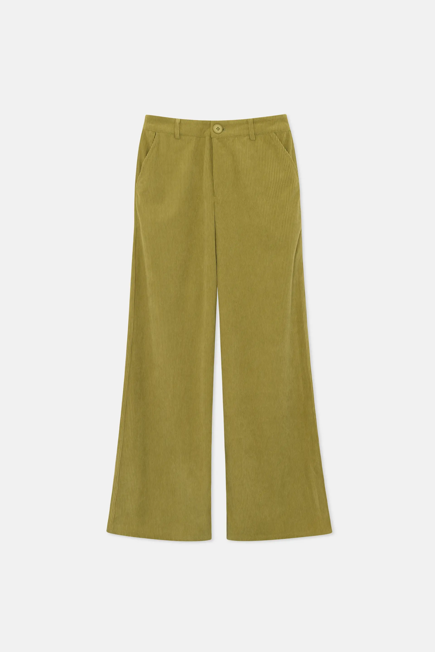 Pantalón de pana de tiro alto verde