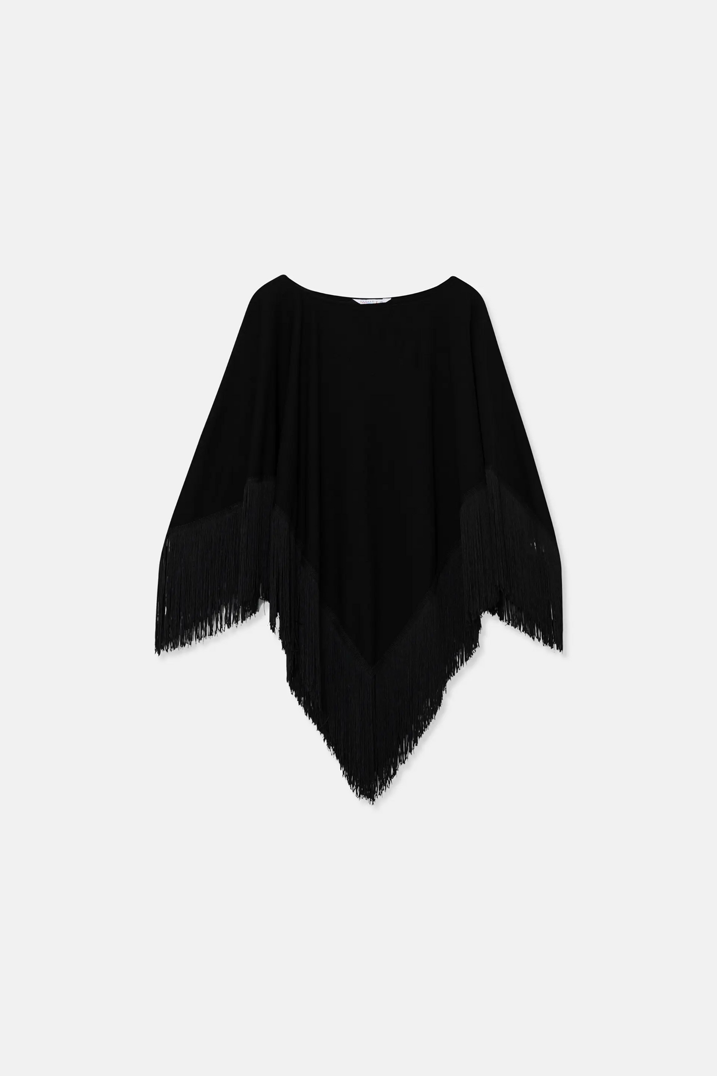 Black fringed poncho