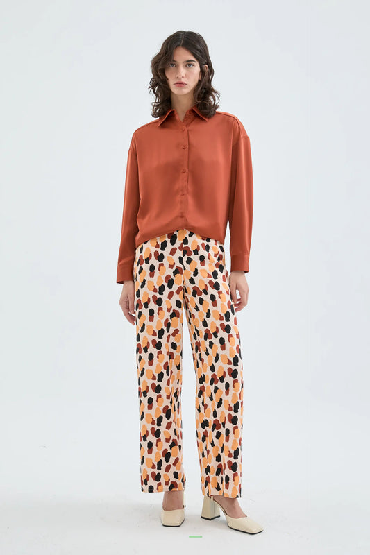 Long suit pants with polka dot print