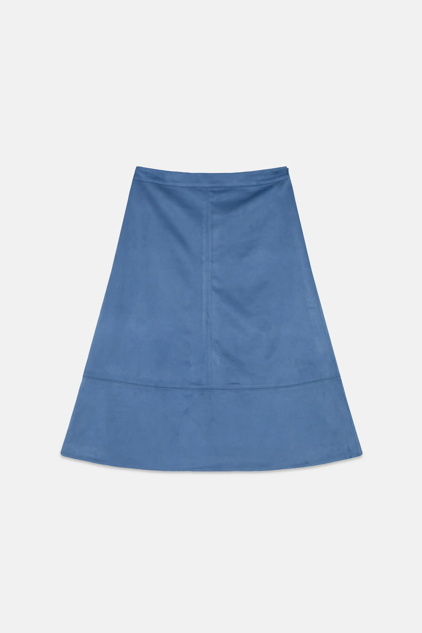 Falda midi evasé de ante azul