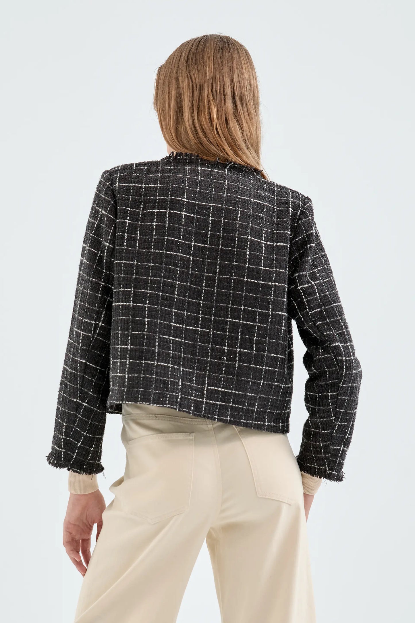 Jacket in black tweed fabric