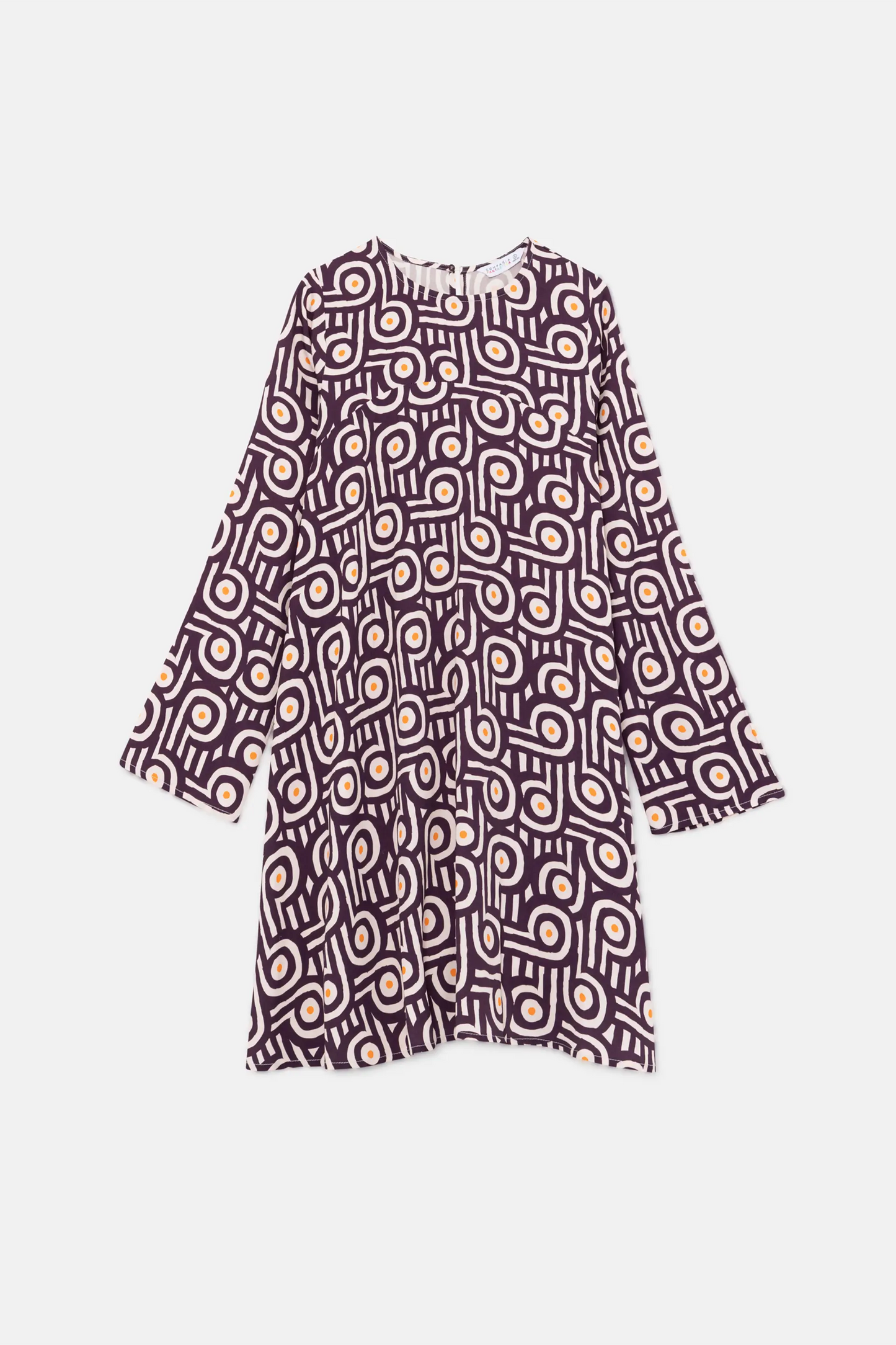 Short A-line dress with retro geometric print