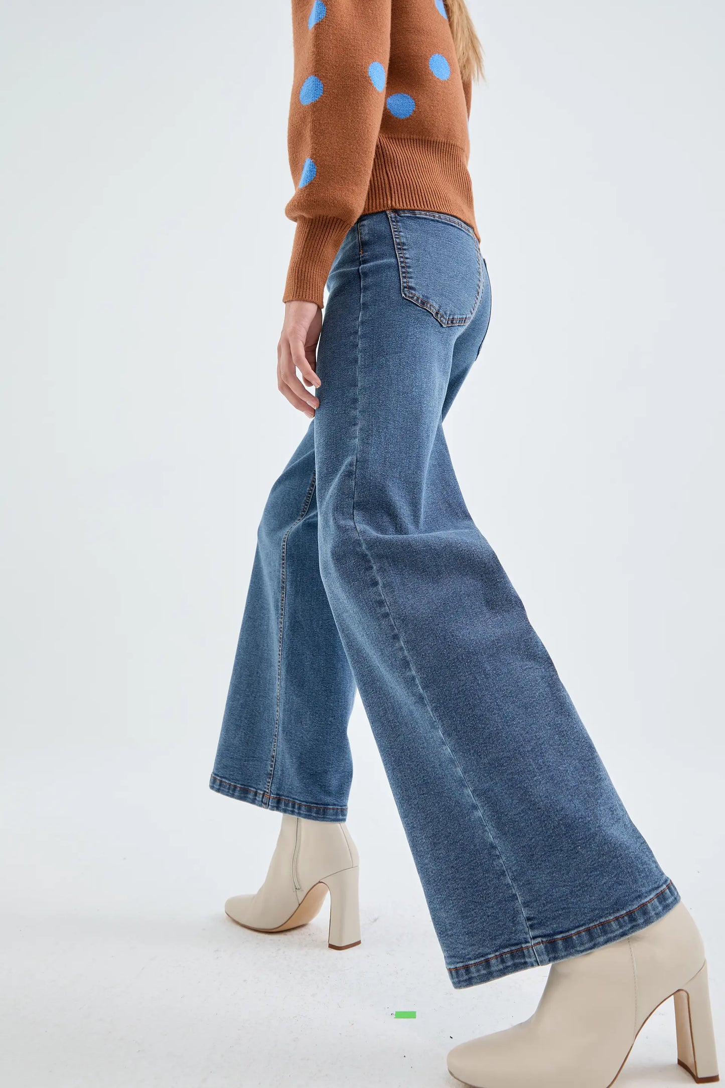 Blue high-rise flare jeans