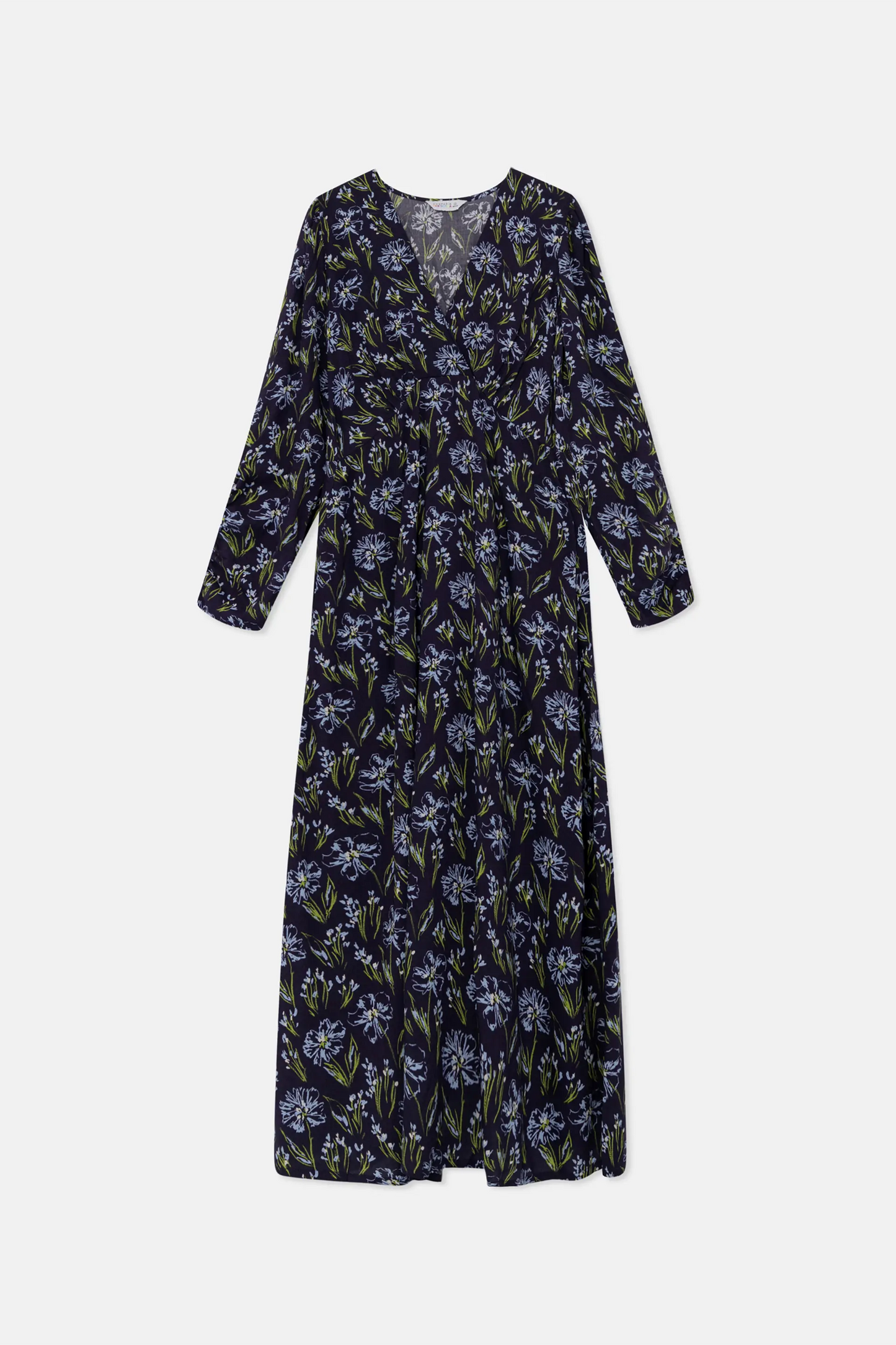 Vestido midi en viscosa LENZING™ ECOVERO™ con estampado floral azul