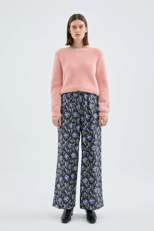 Long straight trousers with floral print