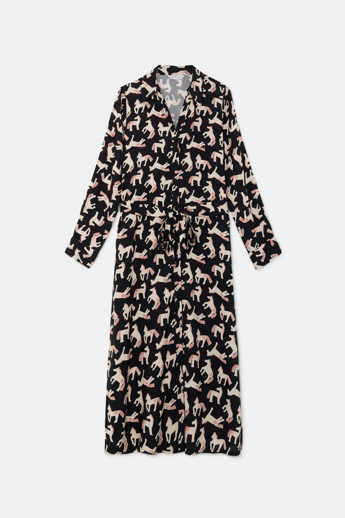 Midi shirt dress with animal print