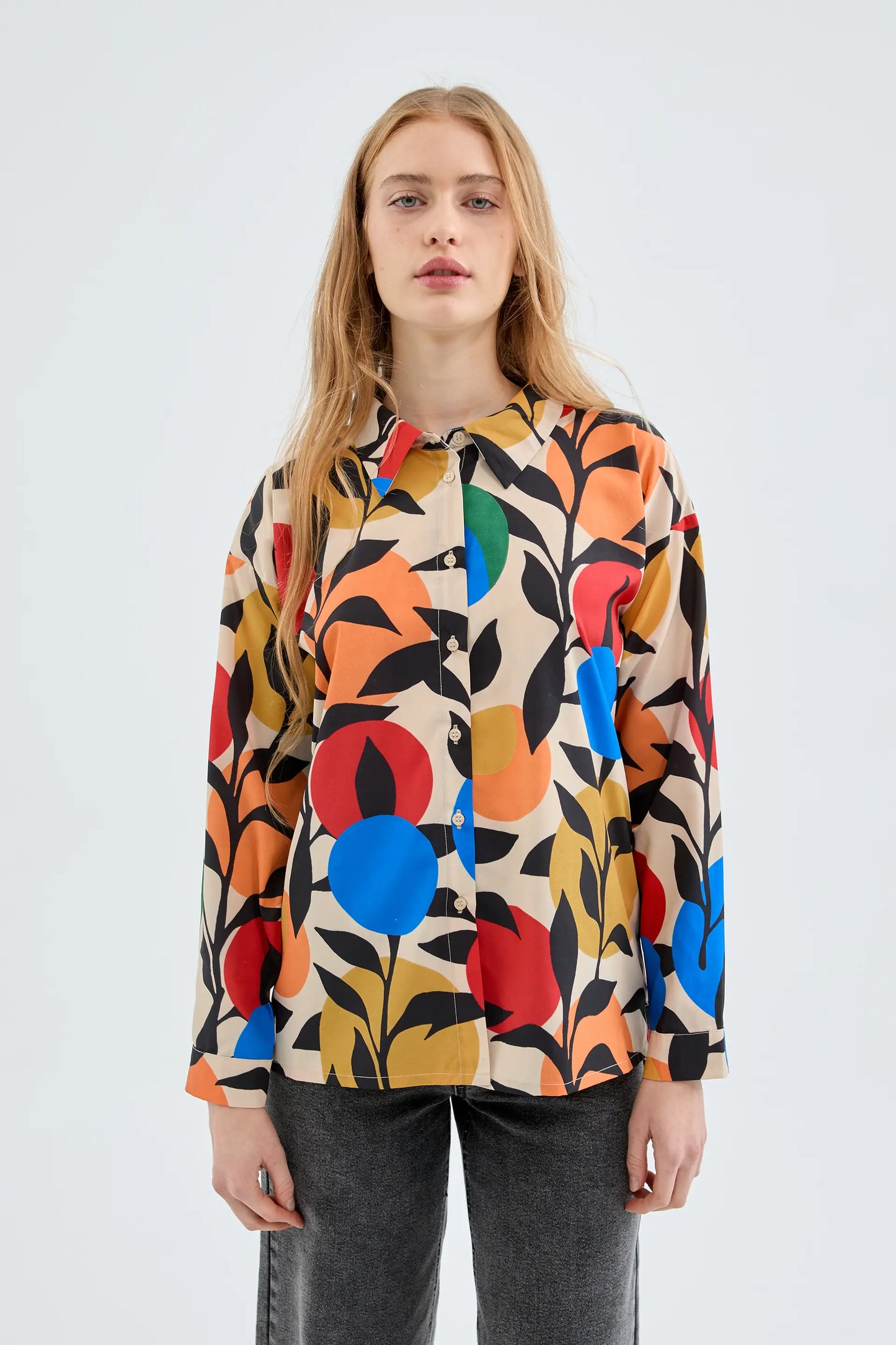 Leaf Print Long Sleeve Shirt