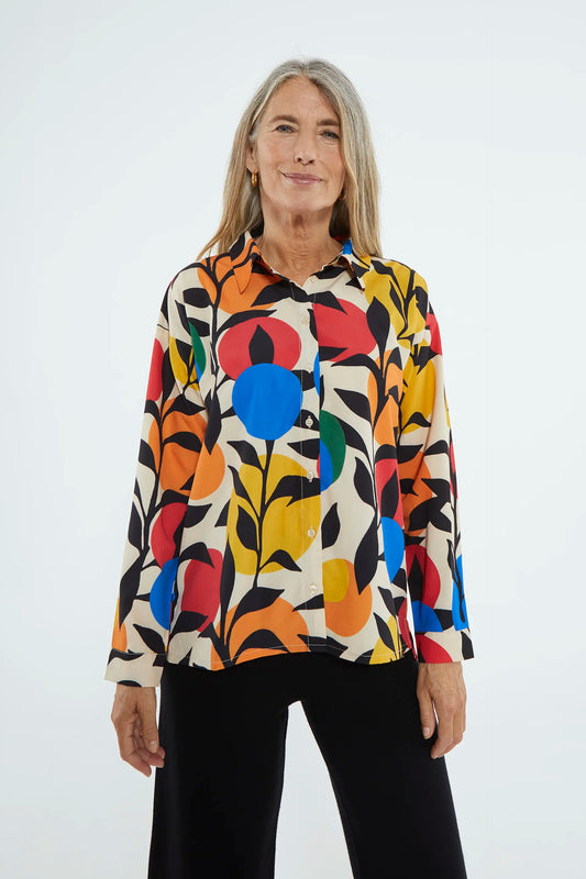 Leaf Print Long Sleeve Shirt