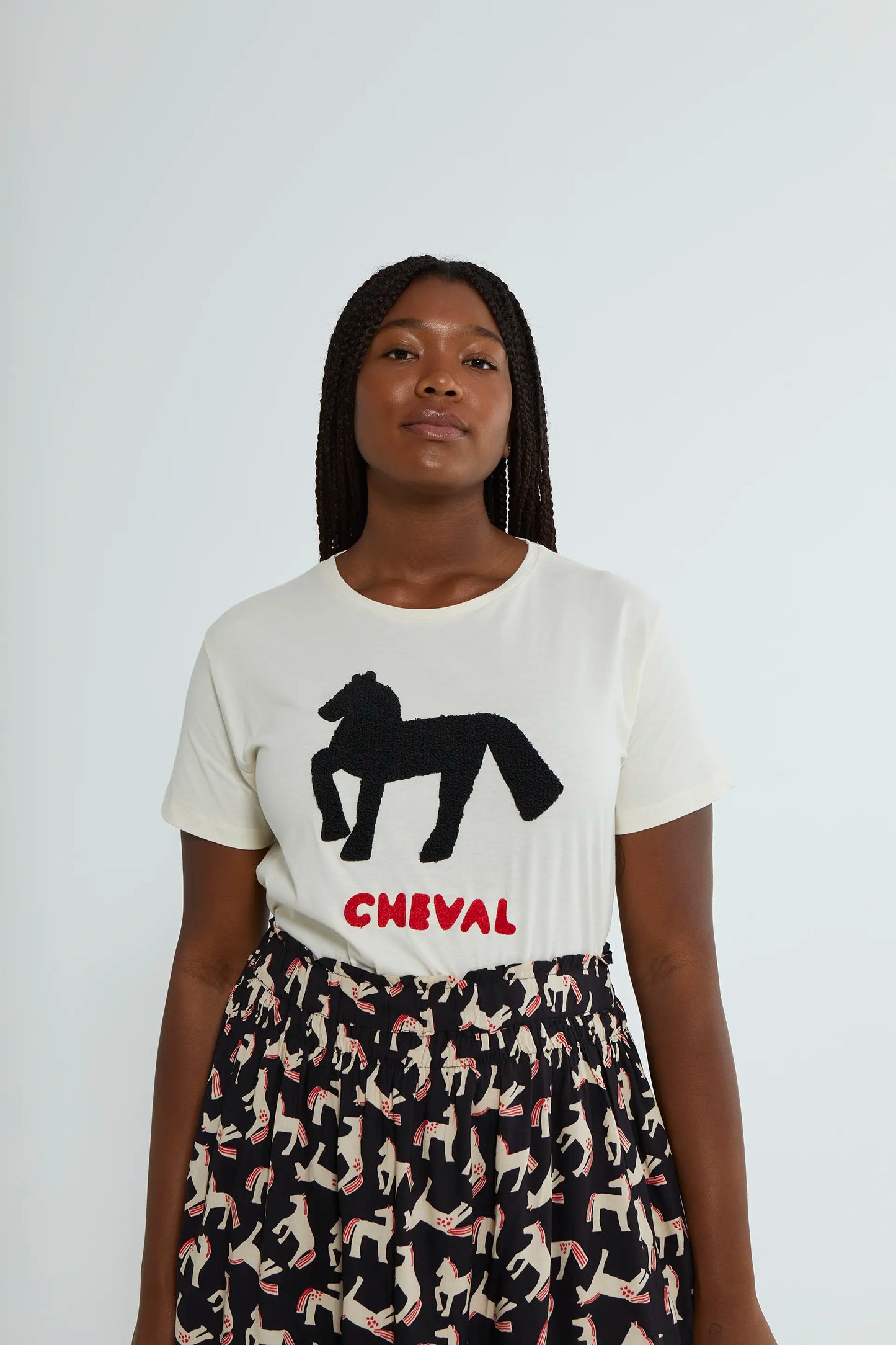 Camiseta de algodón con gráfica de caballo