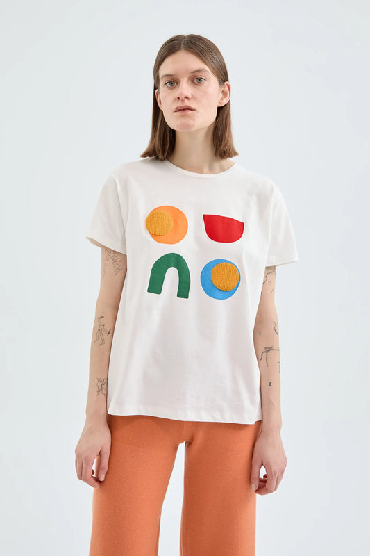 Cotton T-shirt with geometric graphics