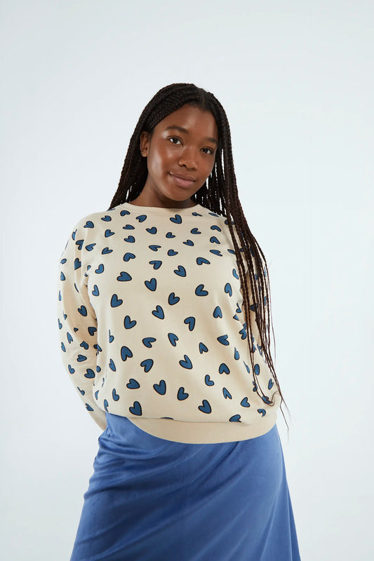 Plush sweatshirt with heart print