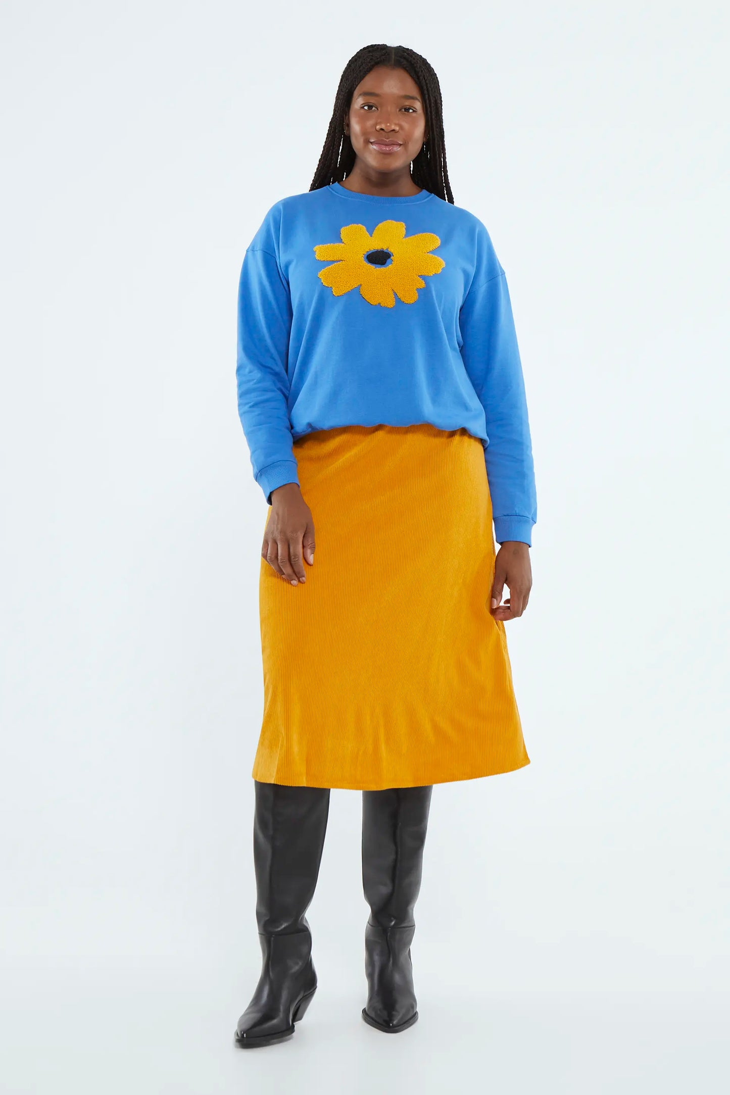 Fleece sweatshirt with flower graphic