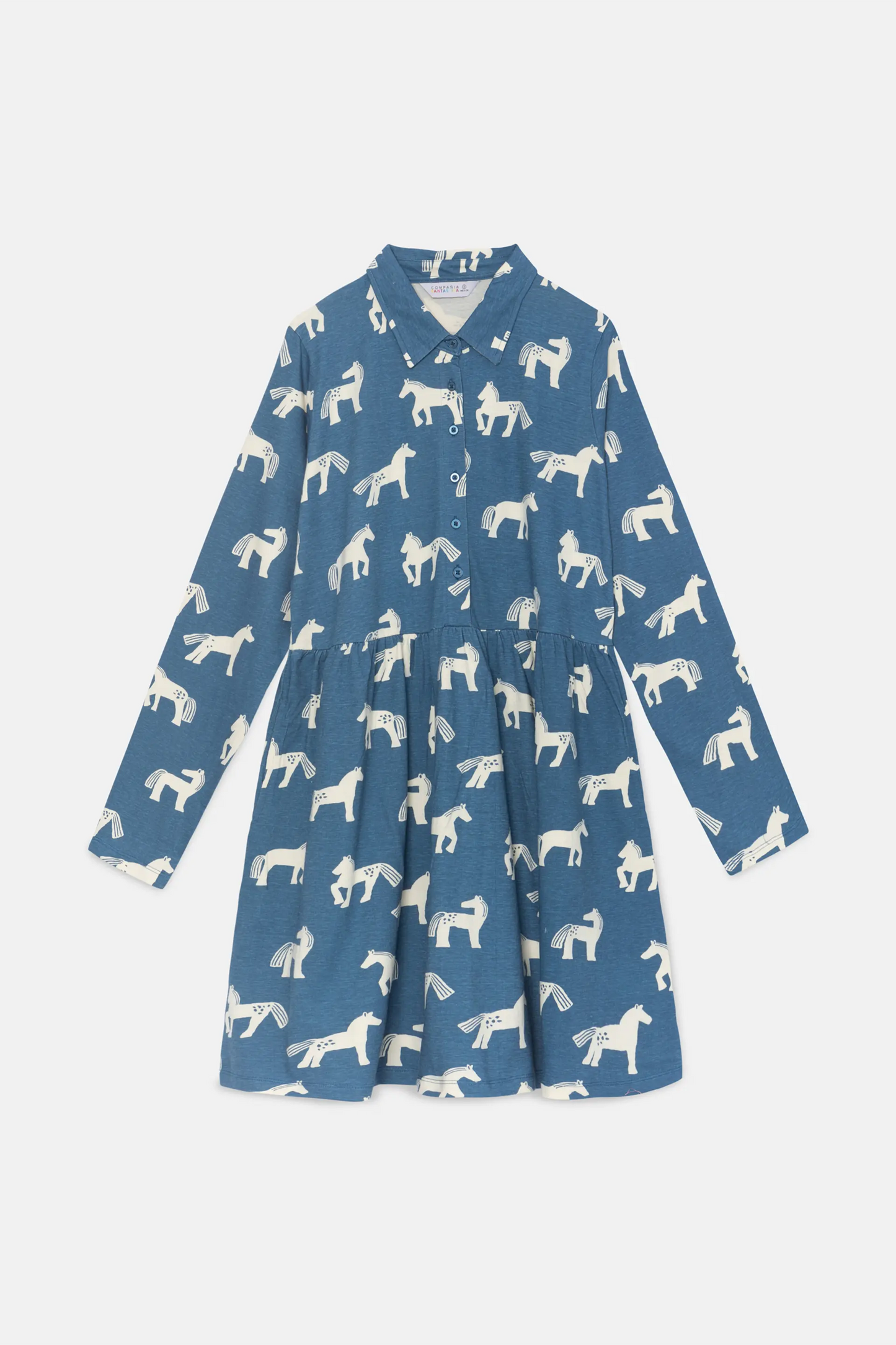 Short shirt dress with horse print