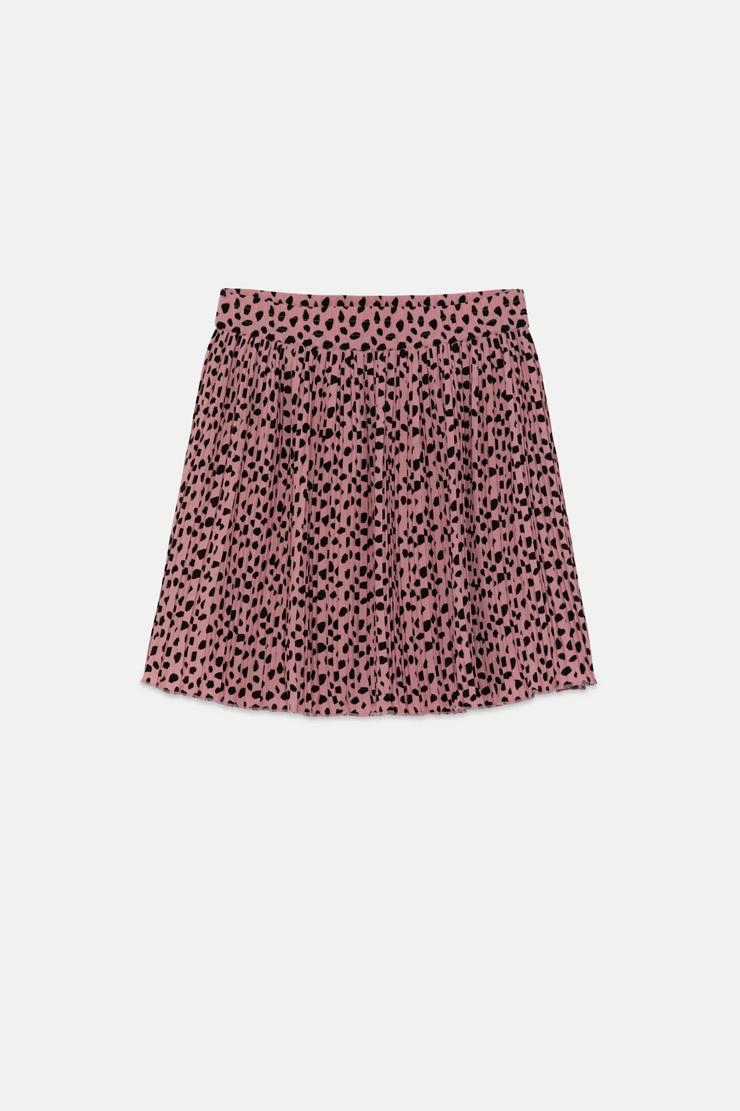 Pink Polka Dot Print Pleated Short Skirt