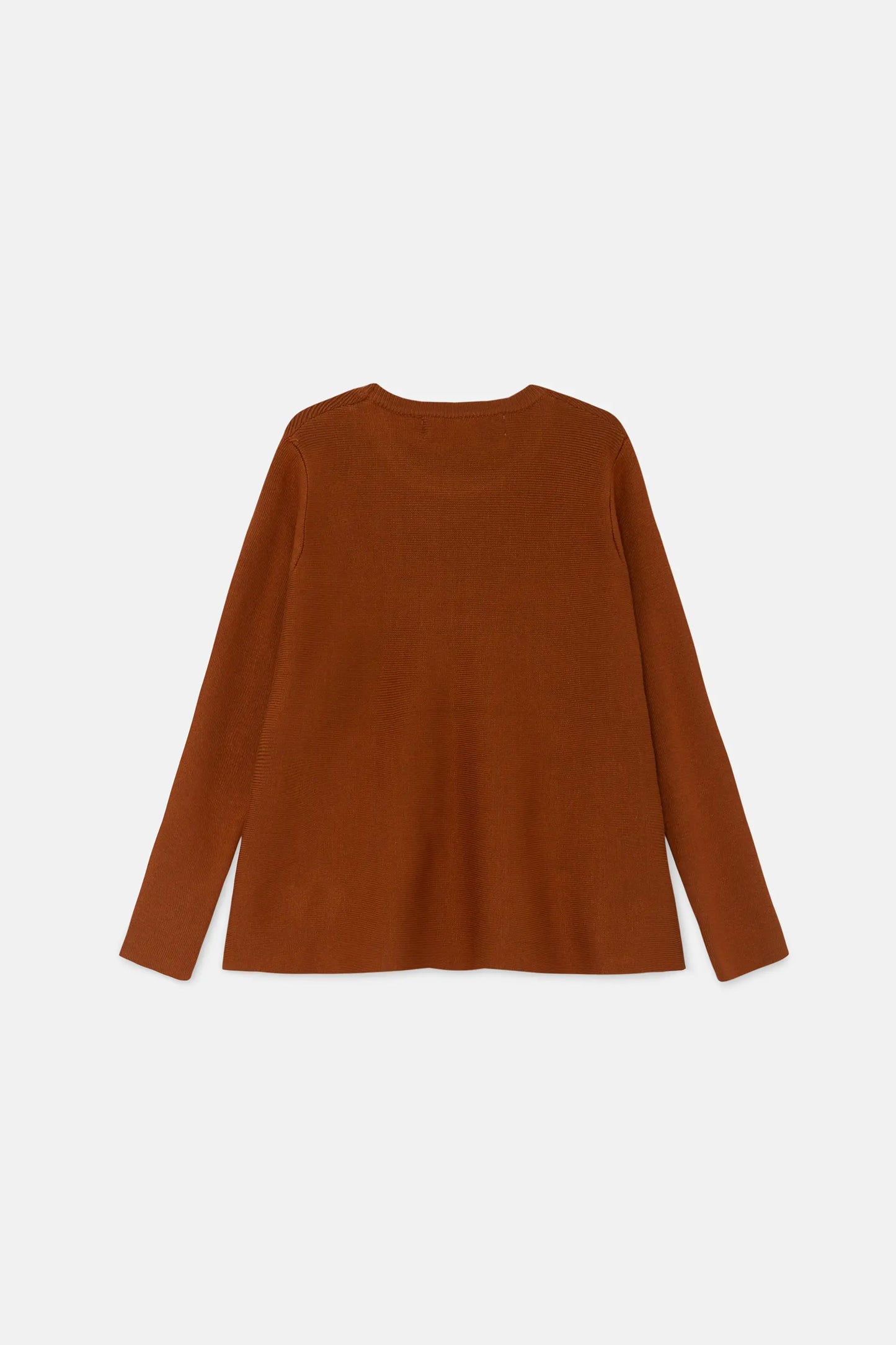 Maglione svasato in maglia marrone da bambina