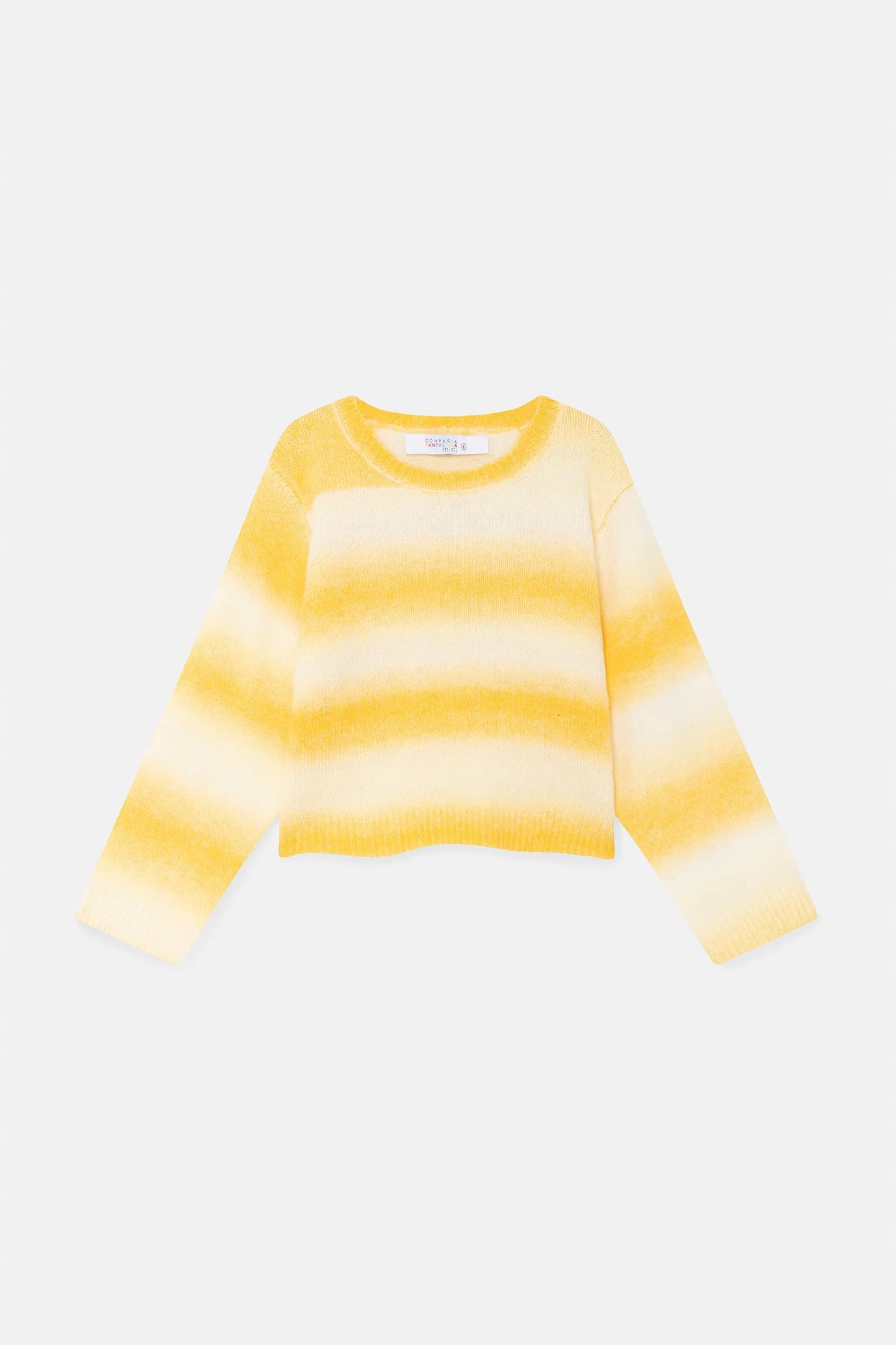 Jersey de niña crop con estampado de rayas amarillo