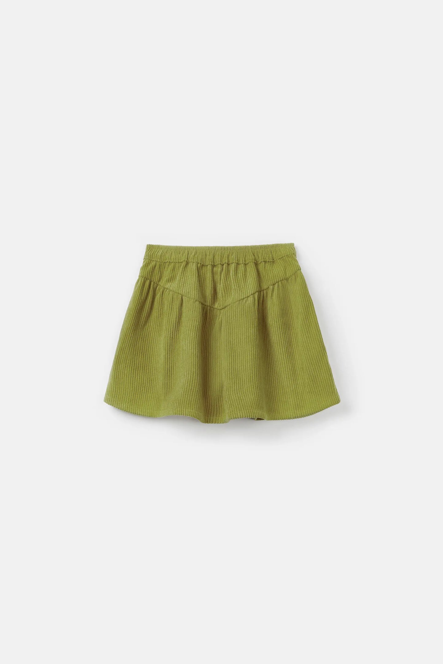 Falda corta de niña de pana verde