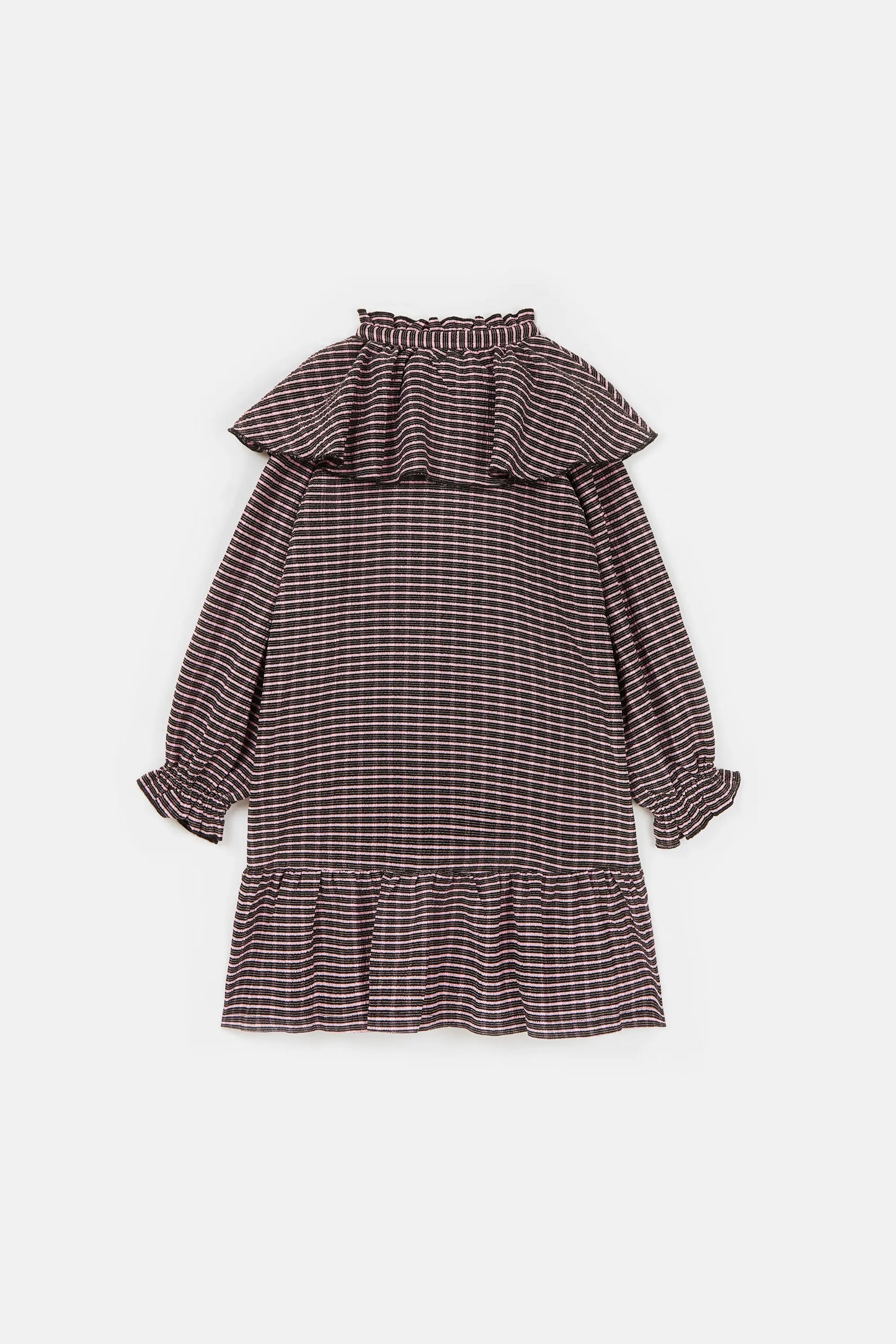 Girl's short elastic dress with checkered print