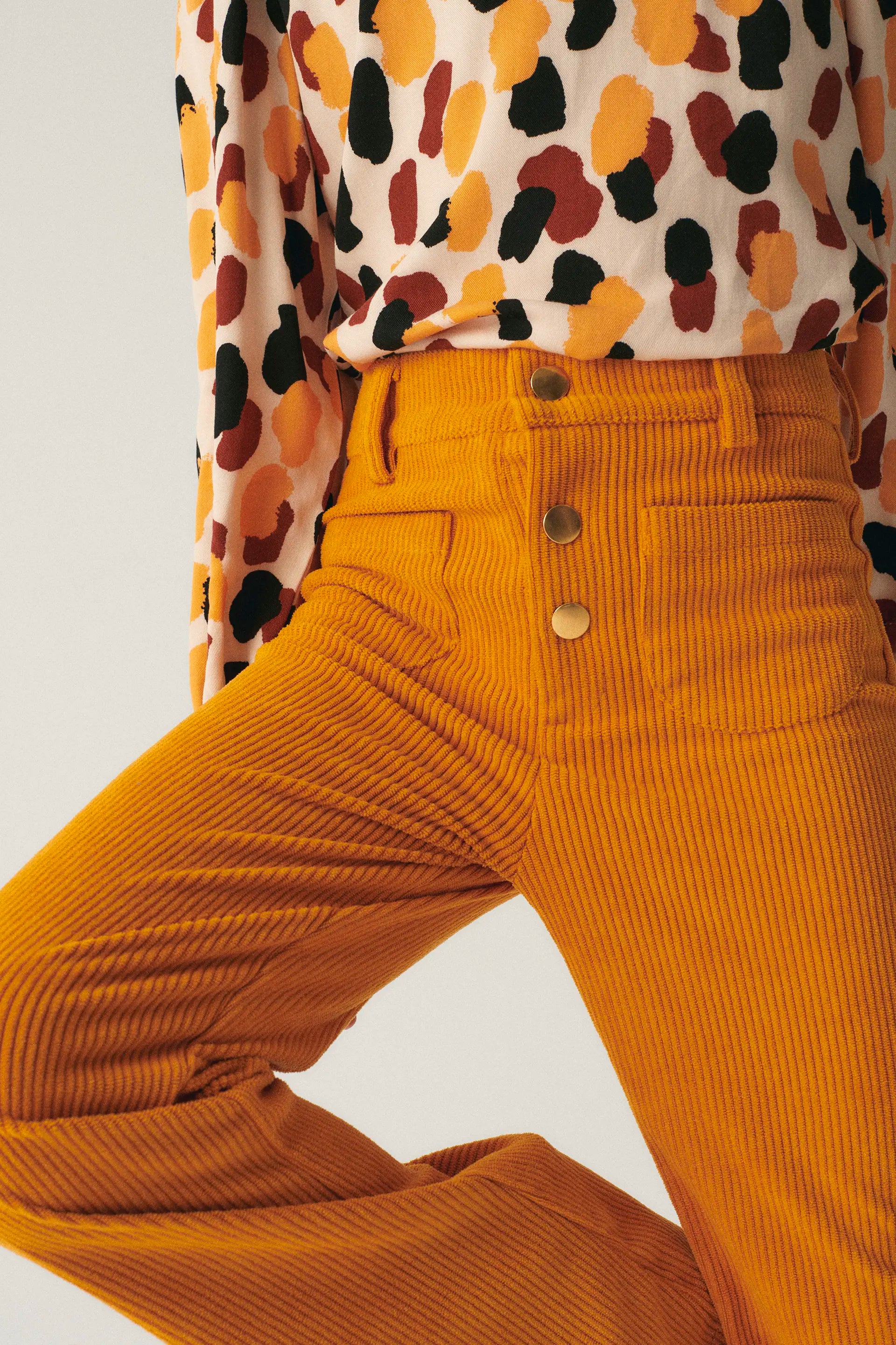Mustard yellow corduroy sales pants