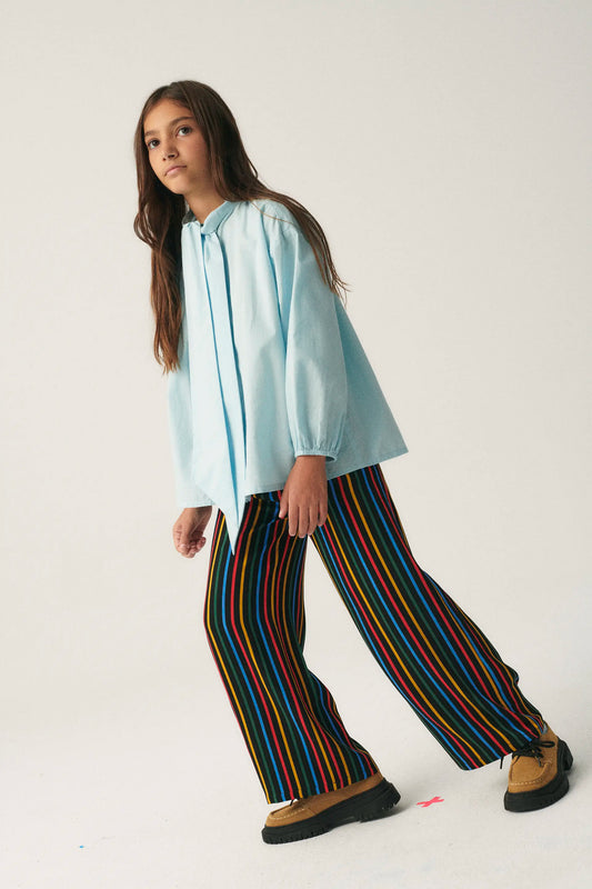 Girl's pants with multicolored striped print