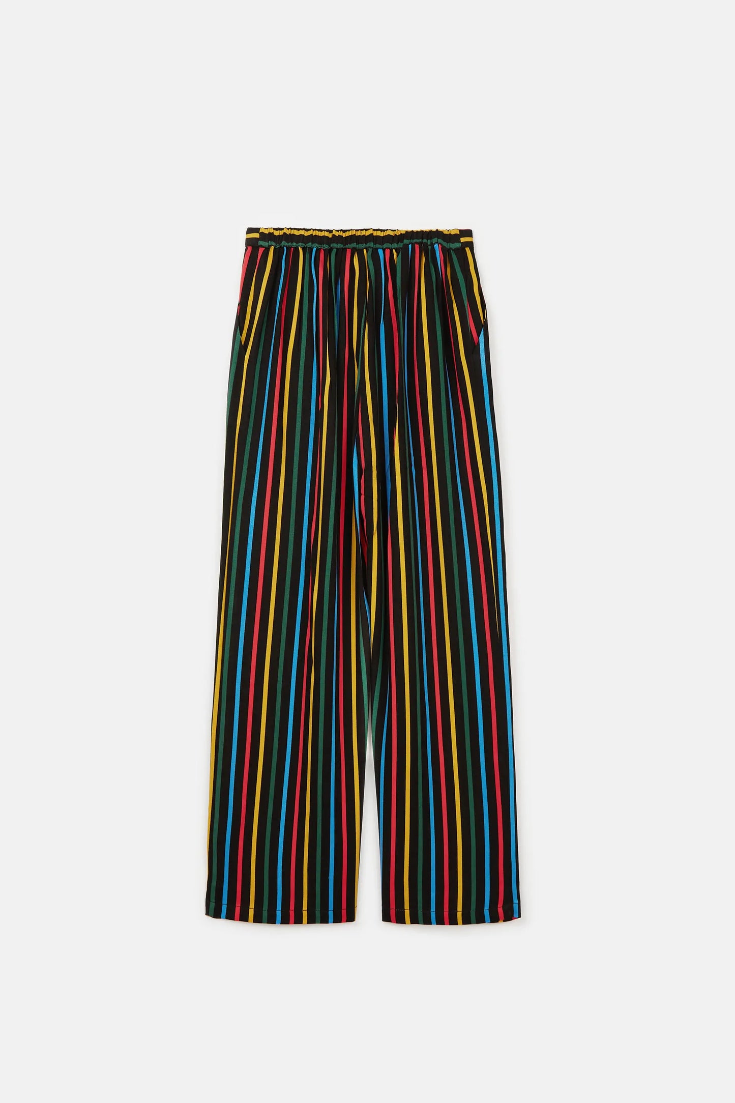 Pantalón de niña con estampado de rayas multicolor