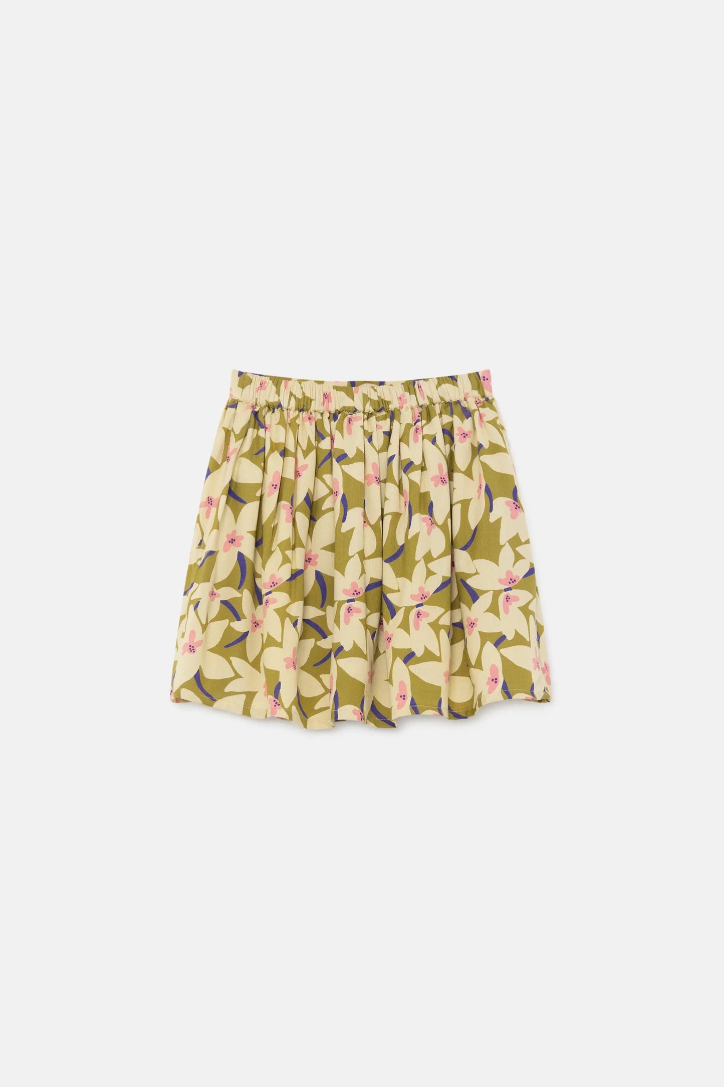 Girl's short skirt with green floral print