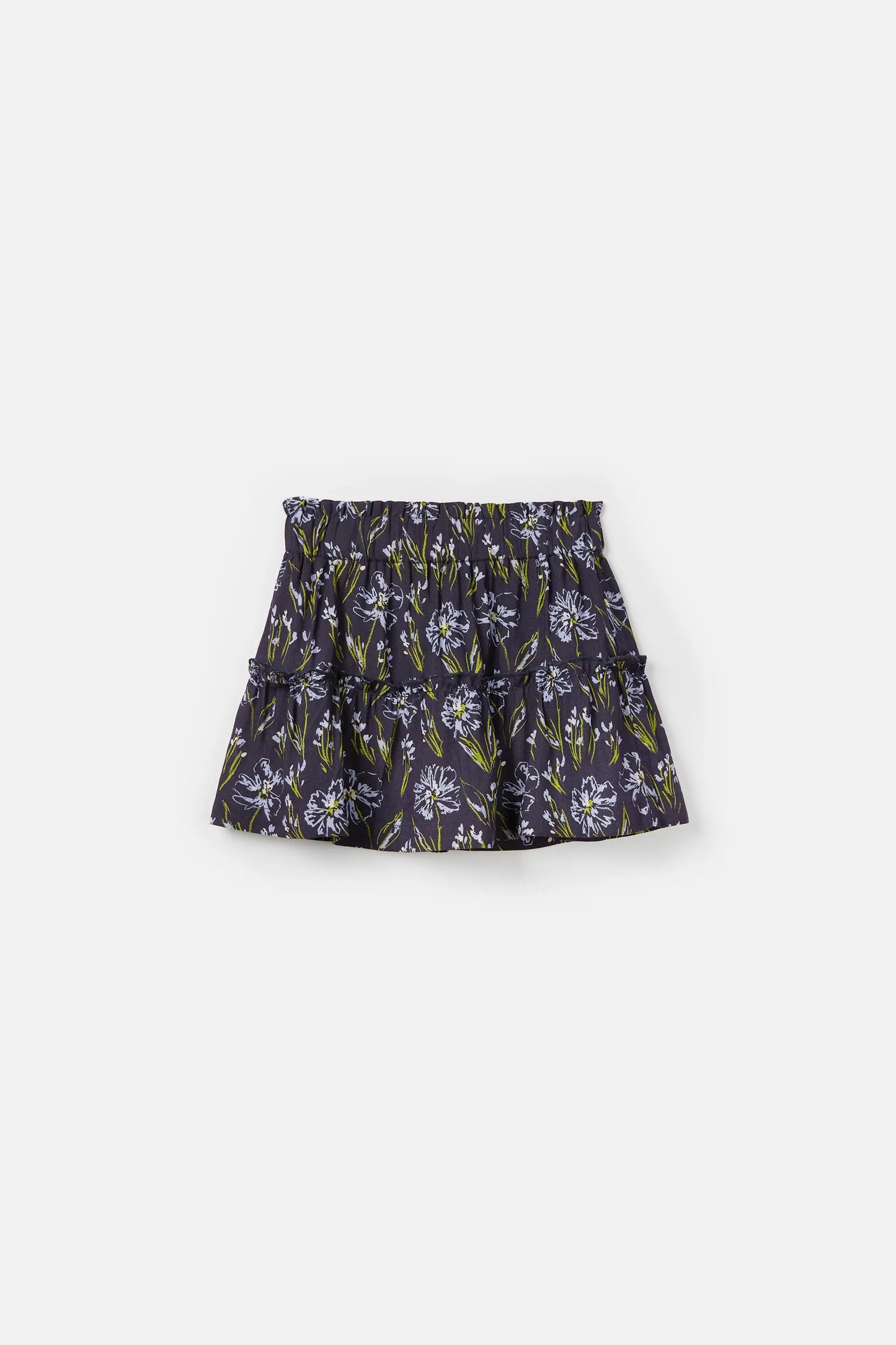 Falda corta de niña en viscosa LENZING™ ECOVERO™ con estampado floral azul
