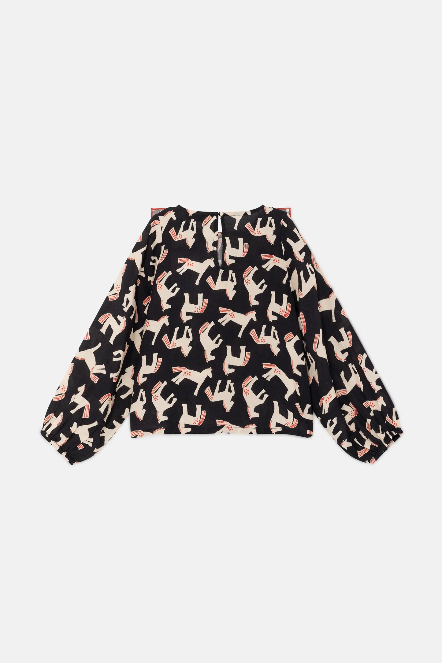 Girl's top with ruffles and horse print