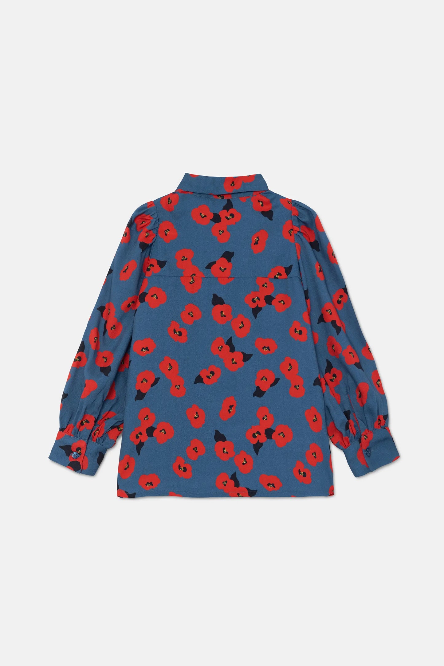 Camisa fluida de niña con estampado floral rojo
