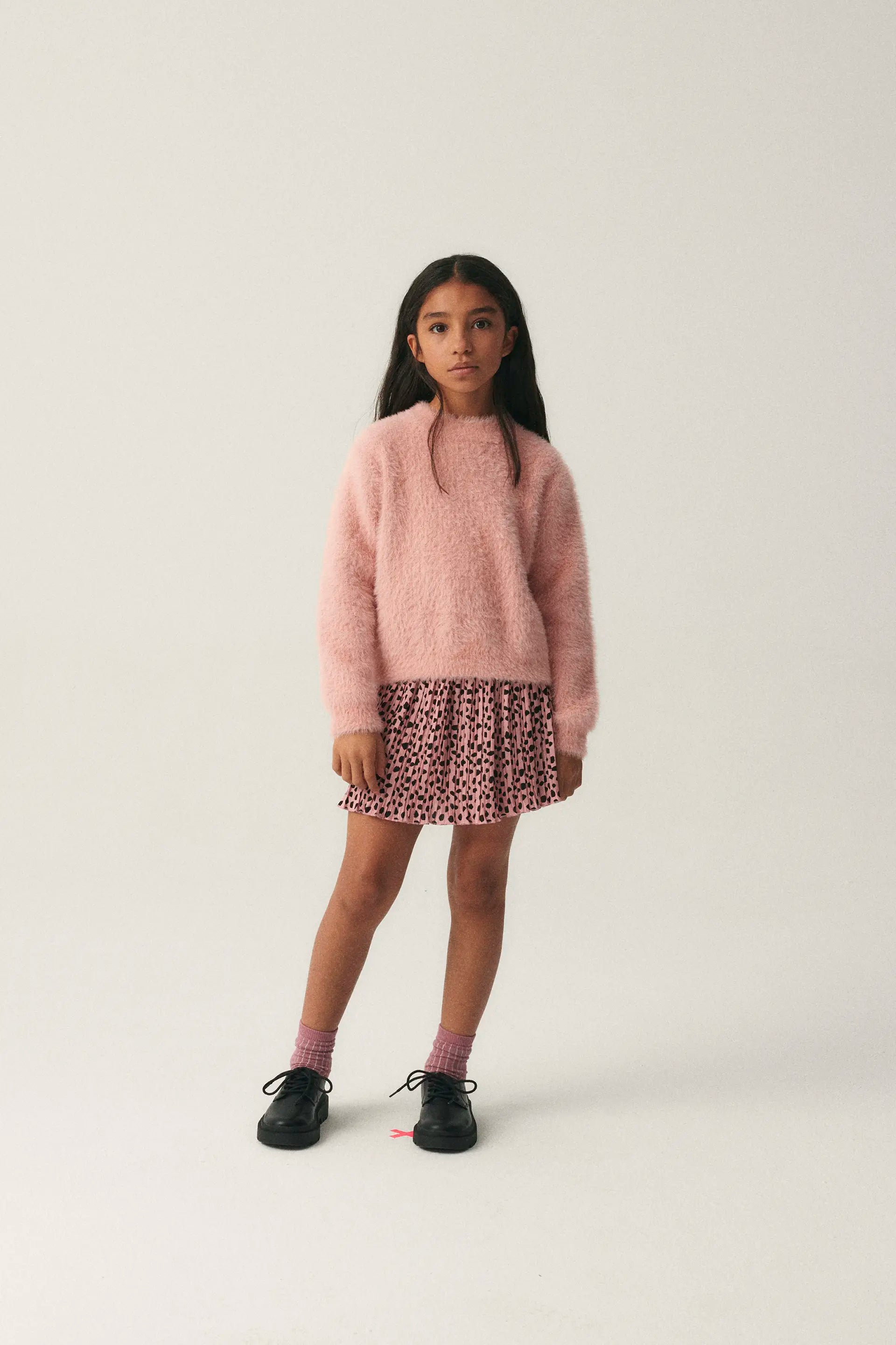 Pink polka shop dot pleated skirt