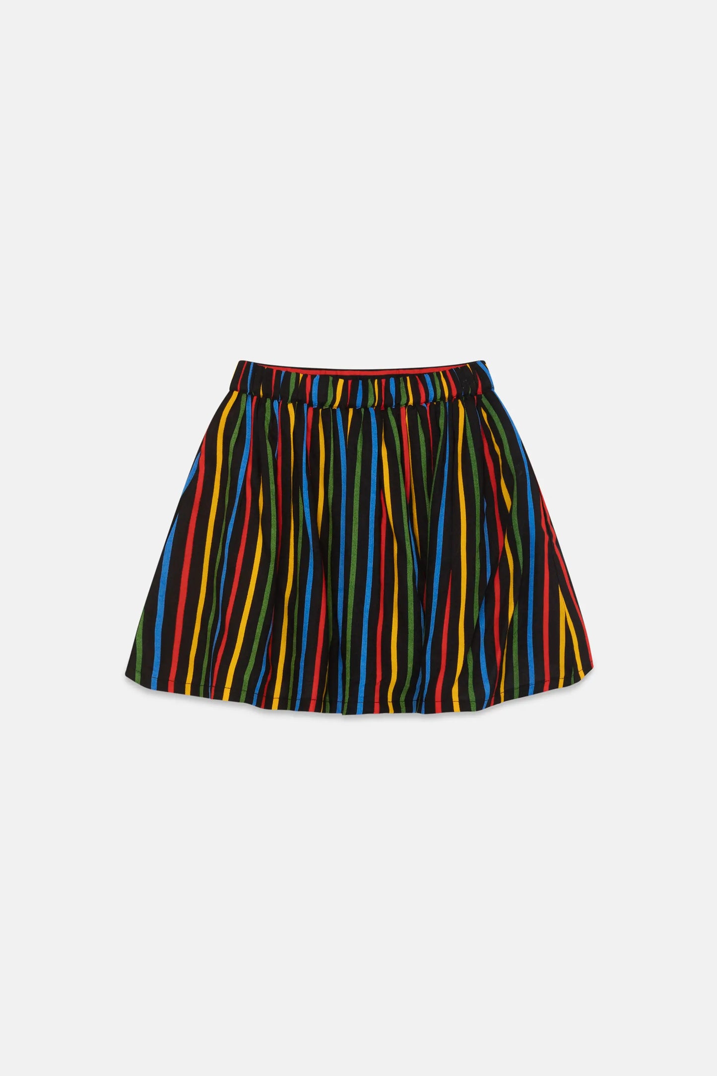 Falda corta de niña con estampado de rayas multicolor