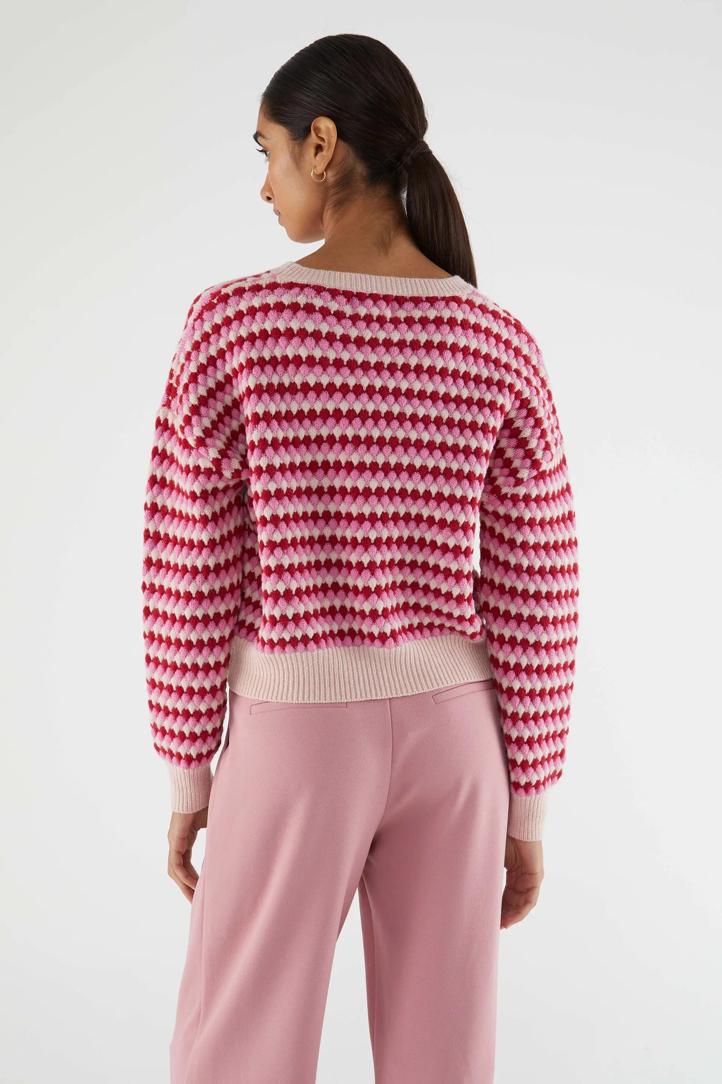 Jersey corto de punto con estructura rosa
