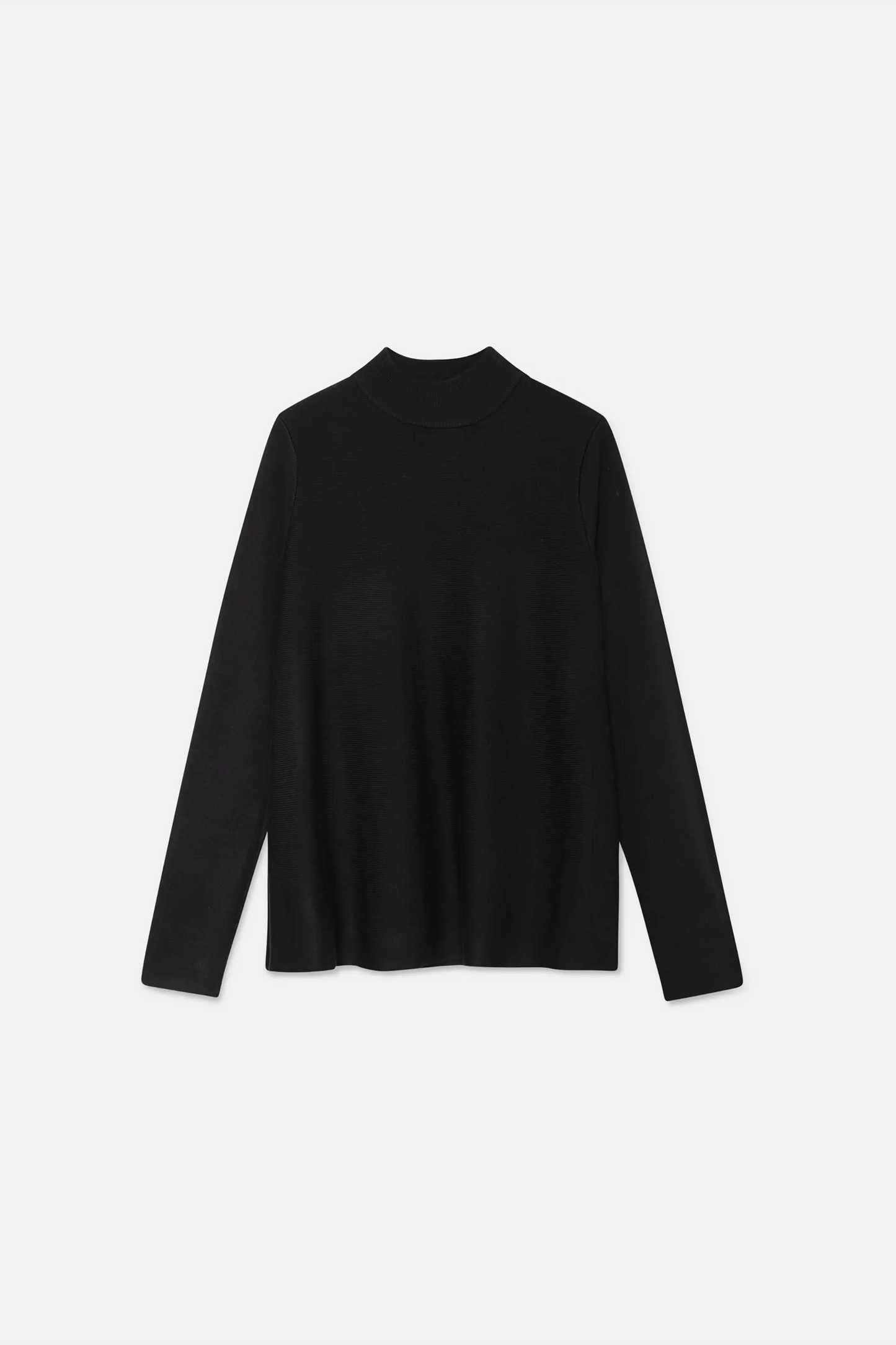 Black A-line turtleneck sweater