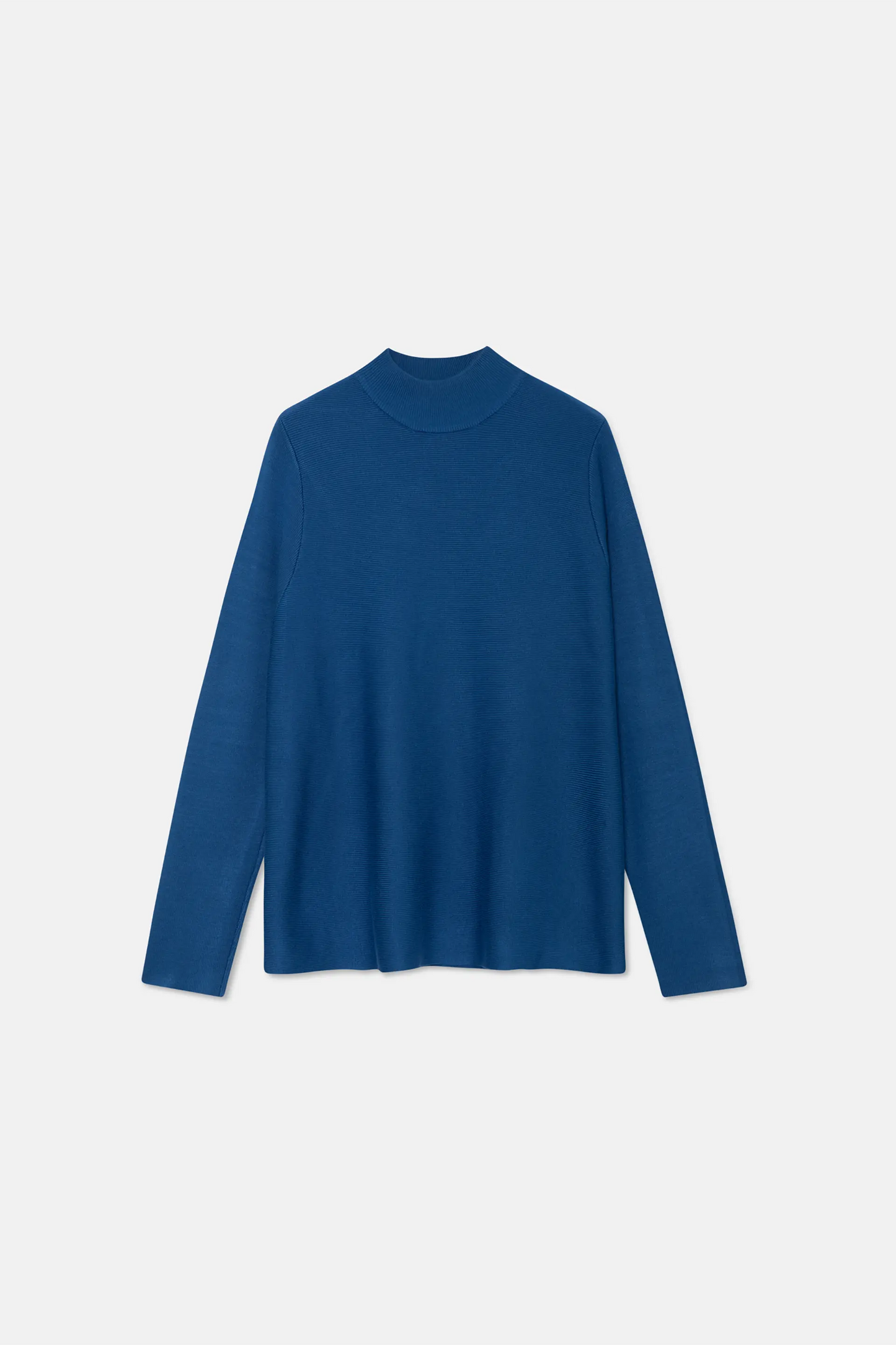 Blue A-line turtleneck sweater