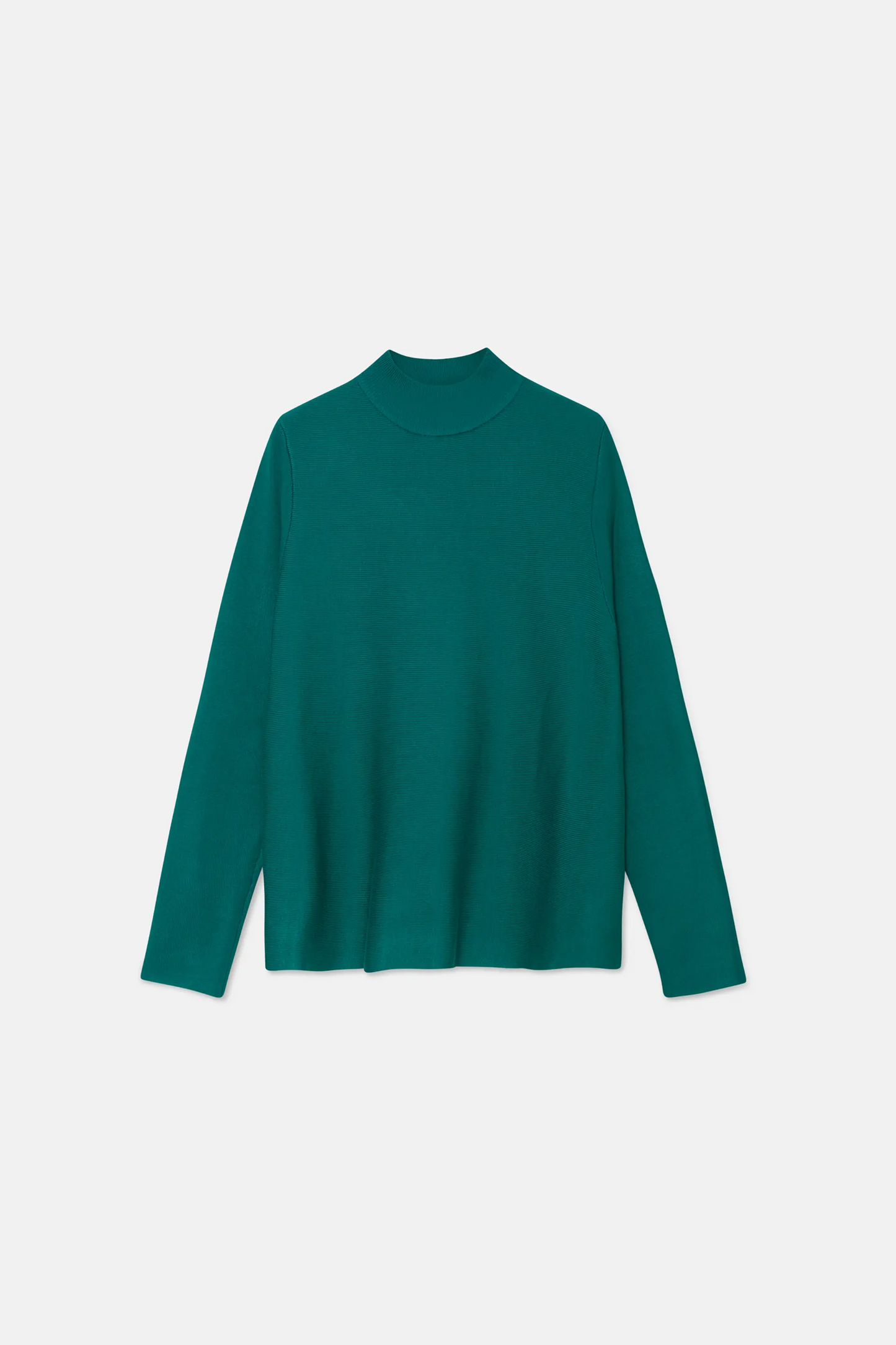 Green turtleneck flared sweater