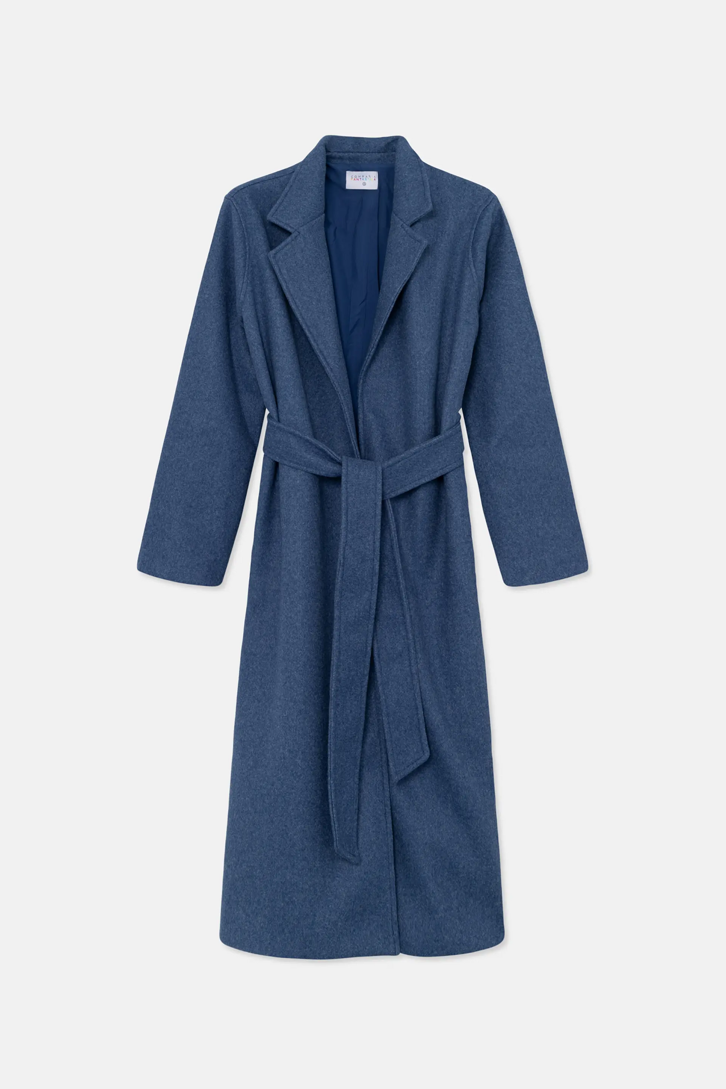 Cappotto midi con collo a revers blu